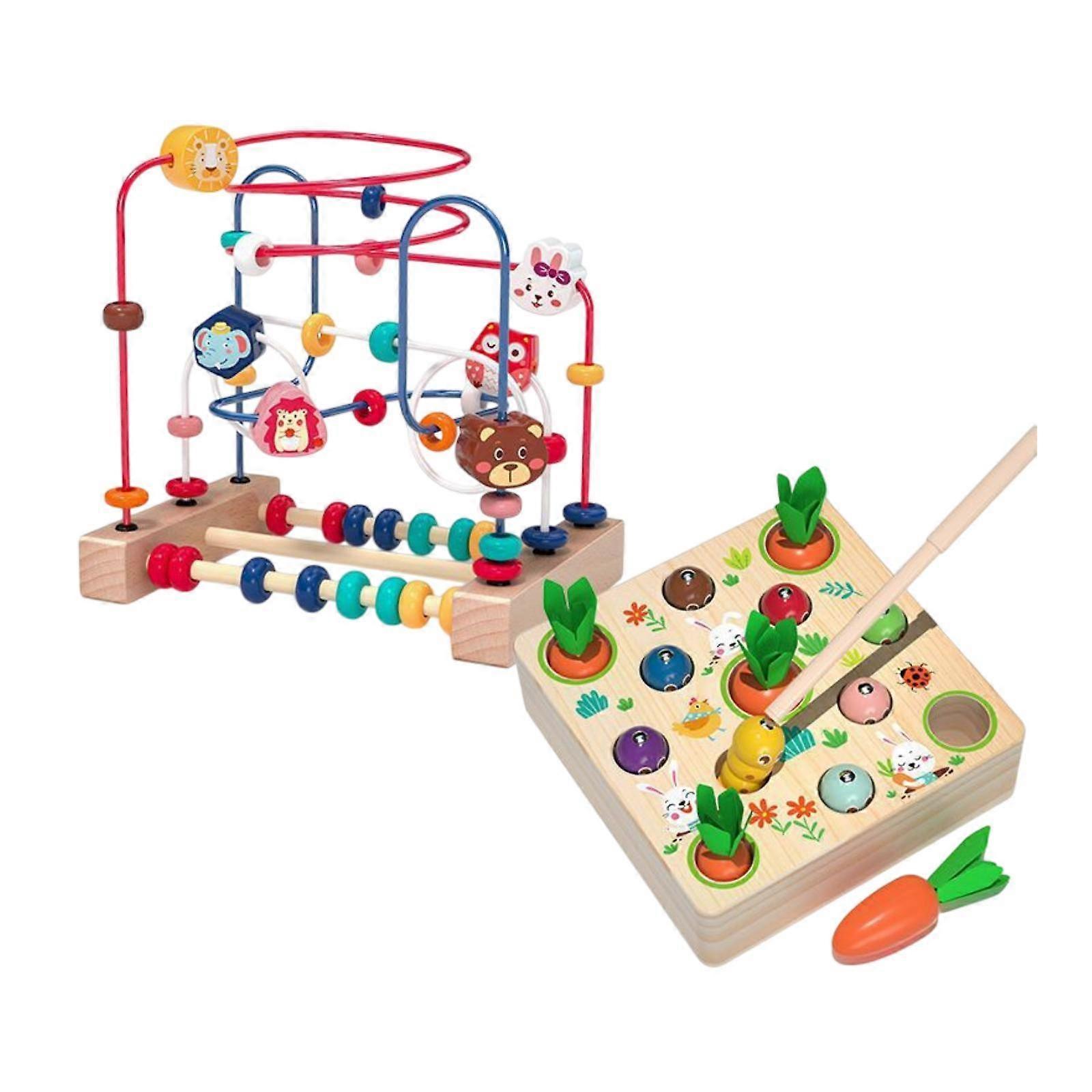 木製ビーズ迷路玩具セット年齢3+ラズミを数えるカラフルなジェットコースター
