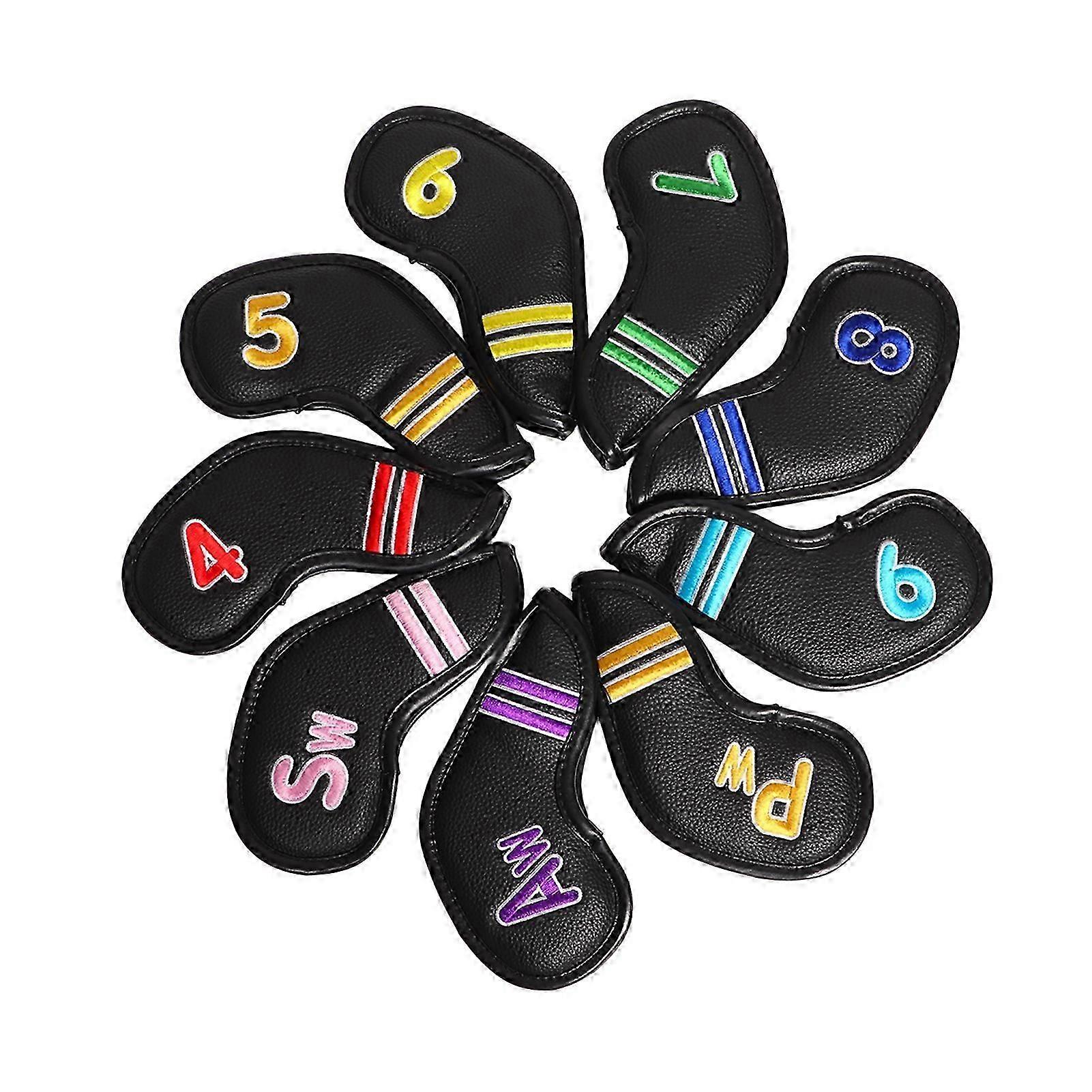 9pcs Golf Club Iron Cover με αριθμούς πάχυνση Fleece PU αδιάβροχο σύνολο καλύψεων κεφαλής γκολφ