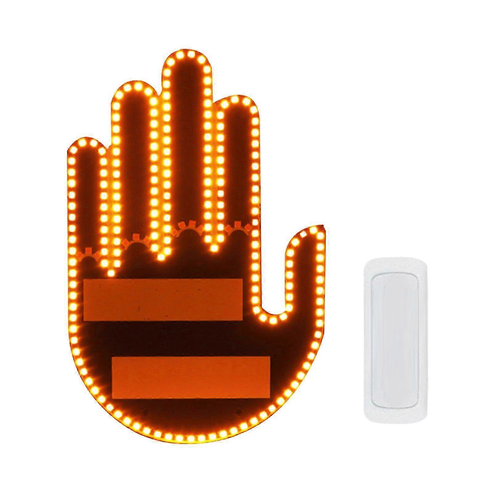 Road Rage Hand Lights LED Sign for Car Light Up Middle Finger for Cars with Remote Control Eye-Catching Gesture Lighting for Vehicles