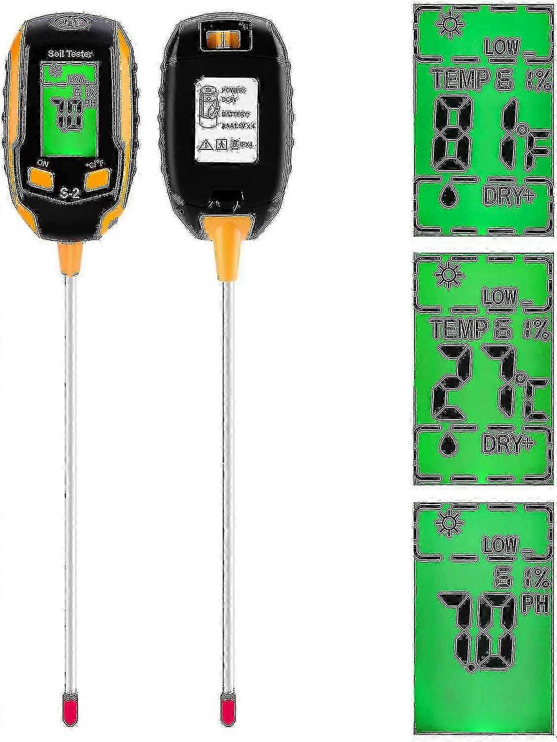 4-in-1 Soil Tester, for pH Value, Light, Moisture, and Temperature Measurement