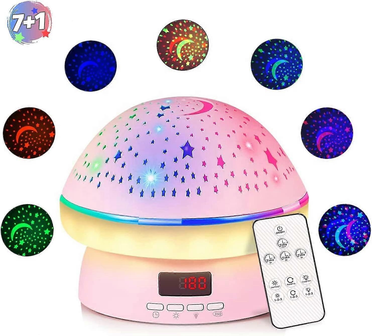 Star Projector Light, Star Sky Night Light Table Lamp,360rotating Remote Control /multi Color Change Night Lamp(pink)