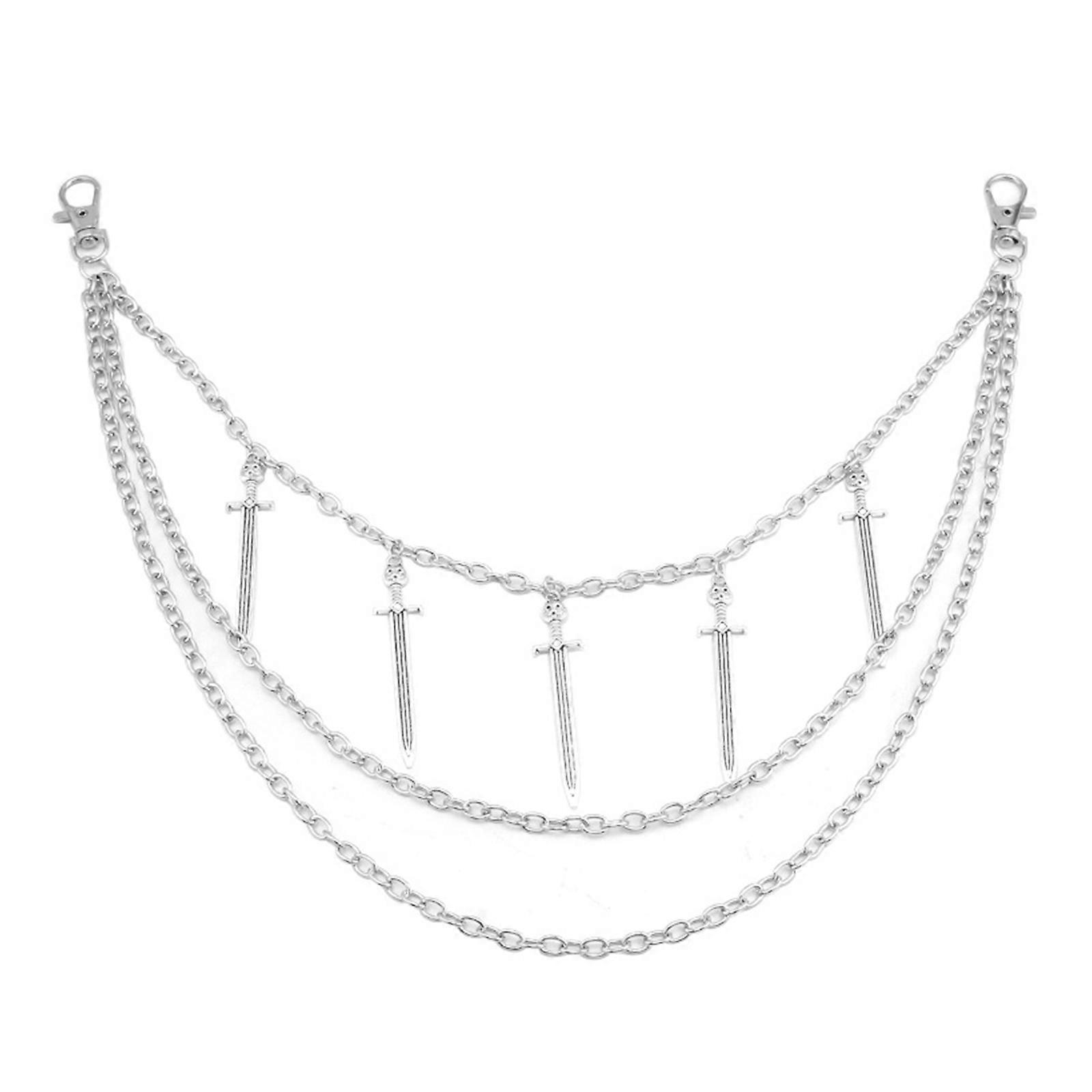 Punk Skrzyżowany łańcuch w talii z frędzlami dla dorosłych Unisex Spodnie Charm Chain Łańcuch dżinsów Hiphop Dancing Chain Casual Portfel Chain