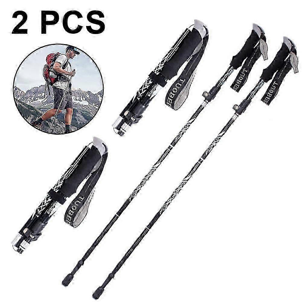 2pcs מוטות טרקים מוטות הליכה מתקפלים - מקלות סגסוגת אלומיניום עם מערכת נעילה מהירה, טלסקופית, מתקפלת, אולטרה-לייט