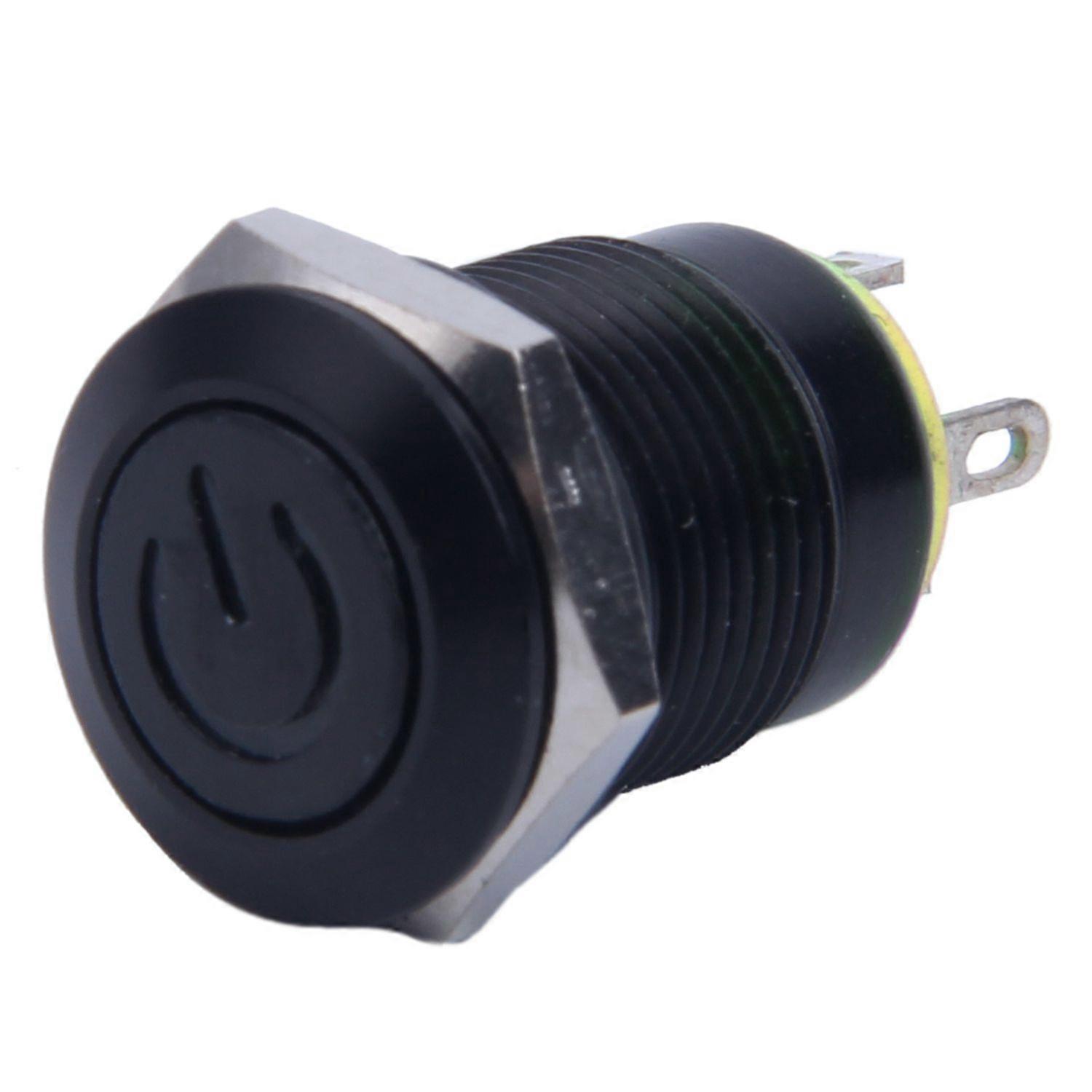 12V 2A 9.5mm LED Metal Cap Power Momentary Push Button Switch, Yellow