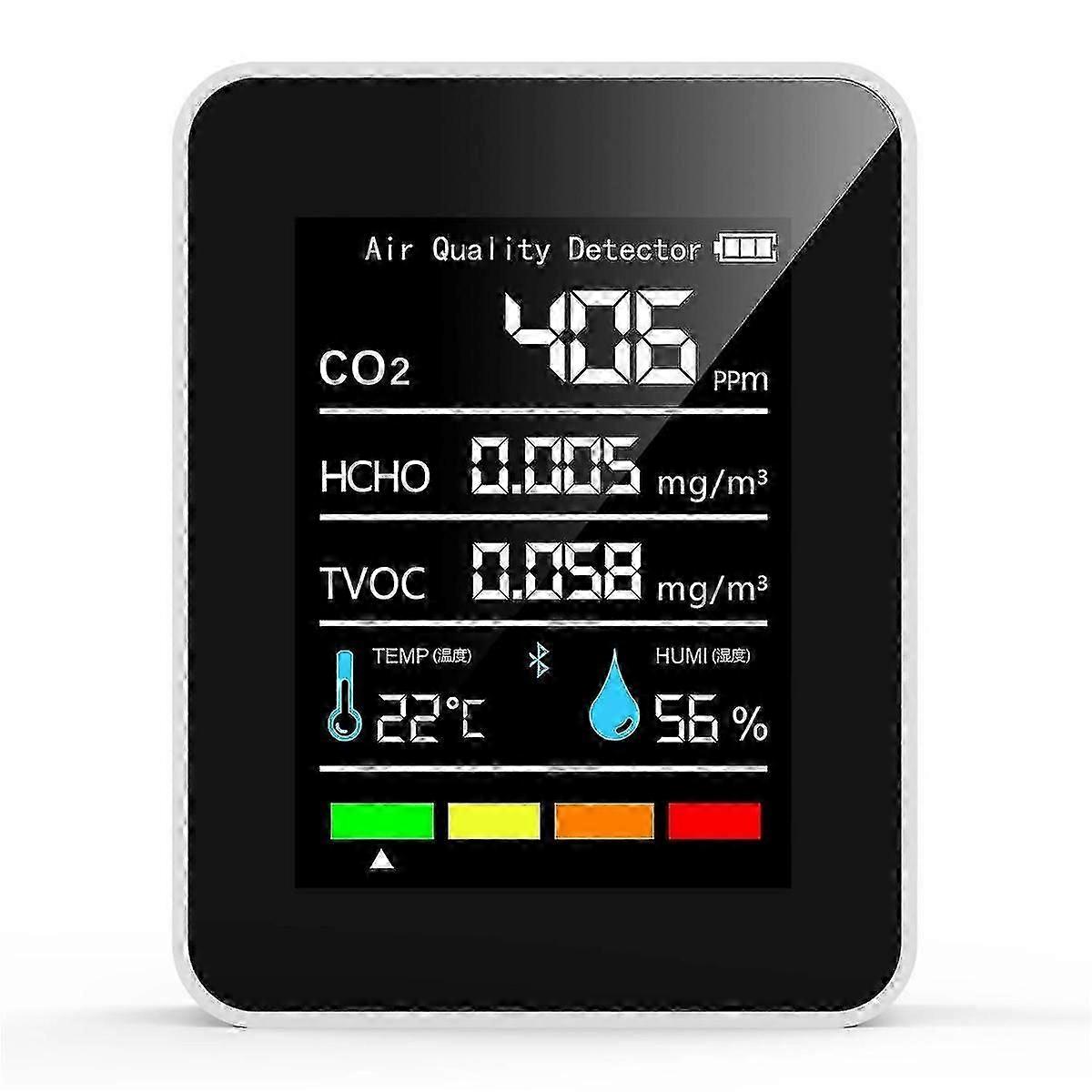 5 In1 Co2 Meter Digital Temperature Humidity Tester Carbon Dioxide Detector Air Quality Monitor Tvoc Hcho Analyzer-b