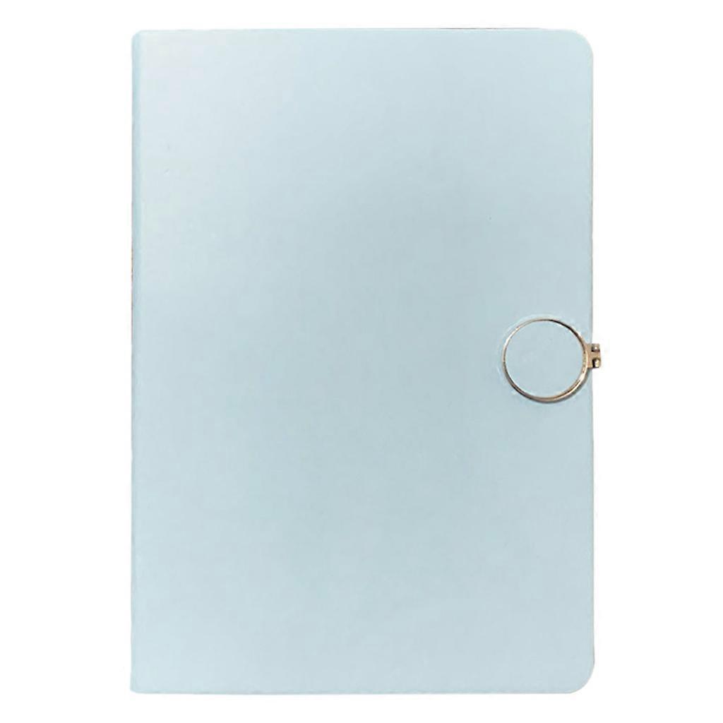 Stylish A5 Ruled Leather Notebook Exquisite Round Magnetic Metal Clip Lock Design College Ruled Pages for Business  sky blue
