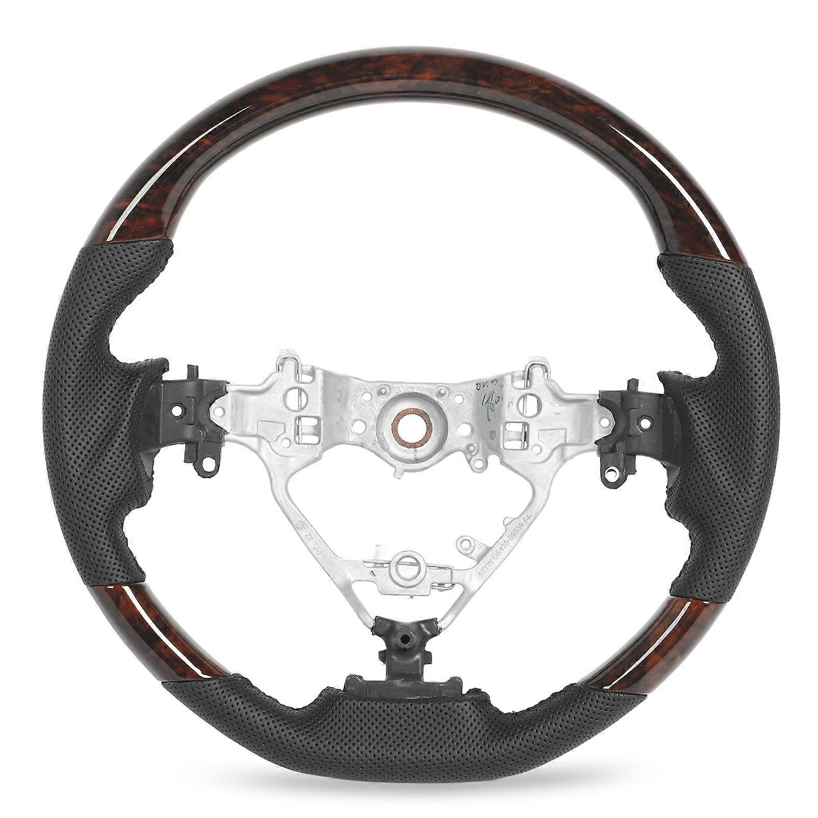 Hydro‑Dip Steering Wheel Perforated Leather for Highlander XU50 Harrier XU60 2014 to 2019 Wood Grain