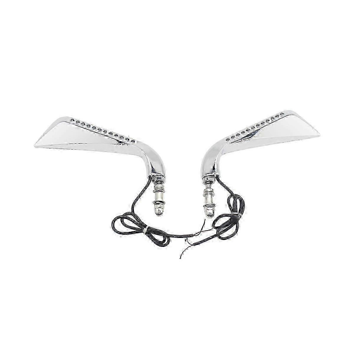 Motorcycle Sickle Rearview Side Mirror with LED Turn Signal Light compatible with Softail ,