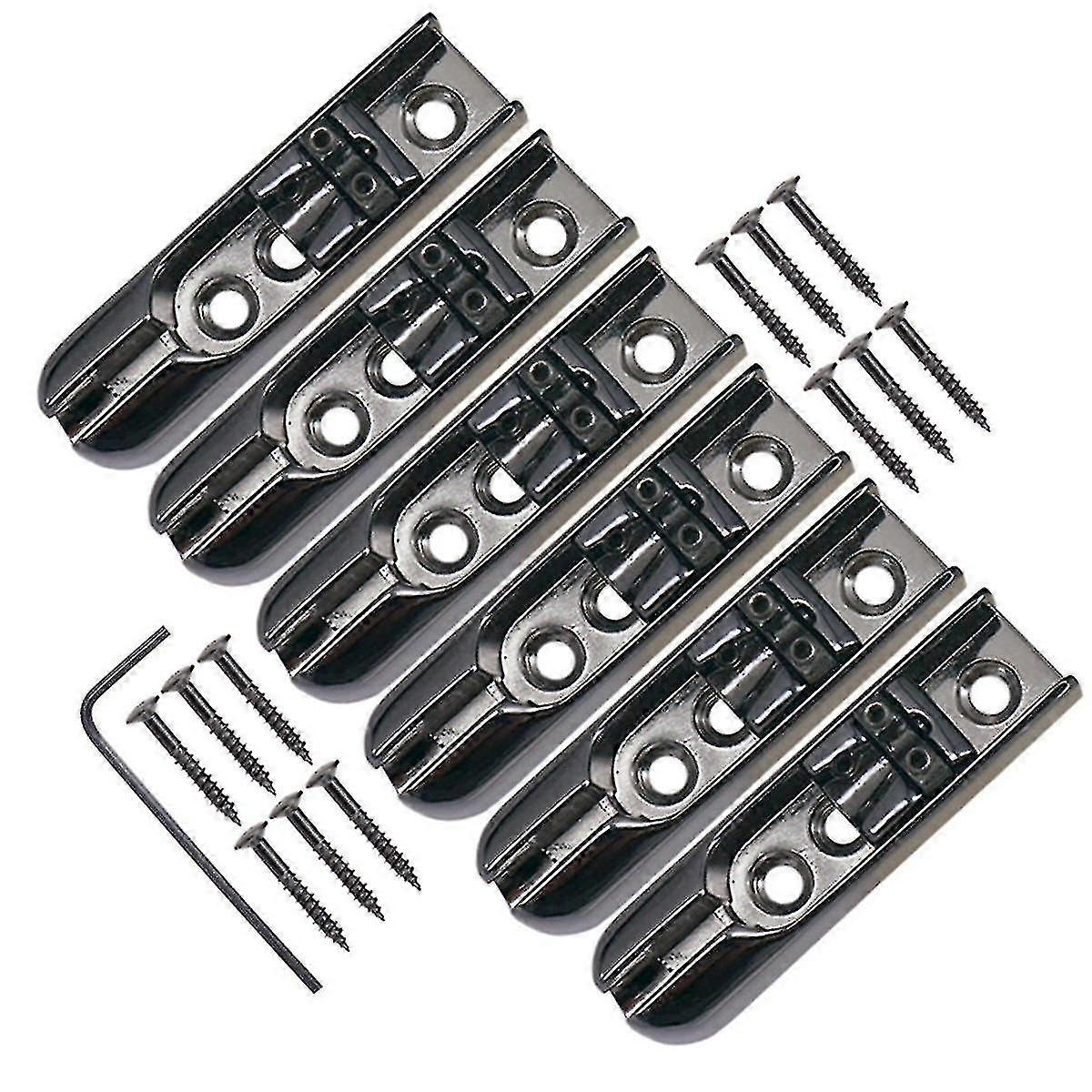 6er-Pack Black Bridge Saddles & Saitenhalter Set für E-Gitarren - Individual String Adjustable_JC