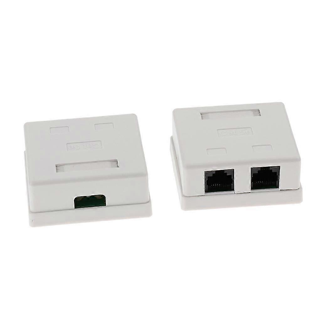 2x Cat5e DOUBLE Port Surface Mount Outlet Box Face Plate Backbox Combo