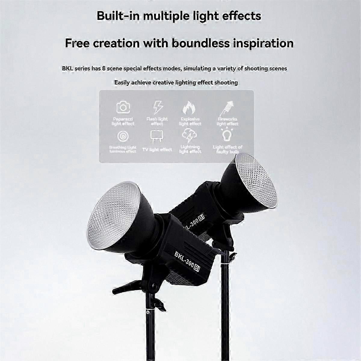300W Dual Chip LED Video Light, Continuous Studio Lighting with Wireless Remote for Photography, Videography, European Power Plug