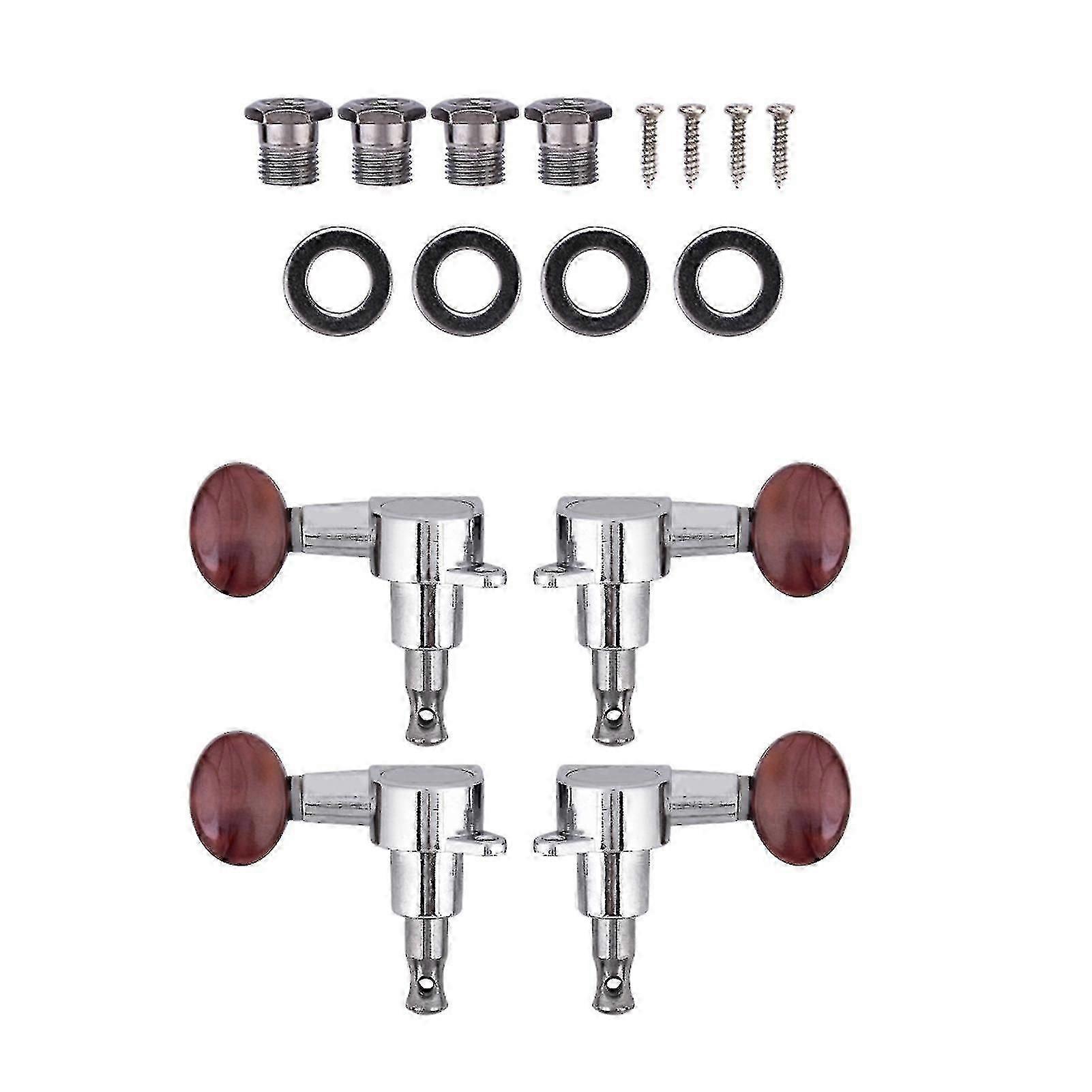2l2r Ukulele String Tuning Pegs Locking Tuners Zinc Alloy Machine Heads Silver Red