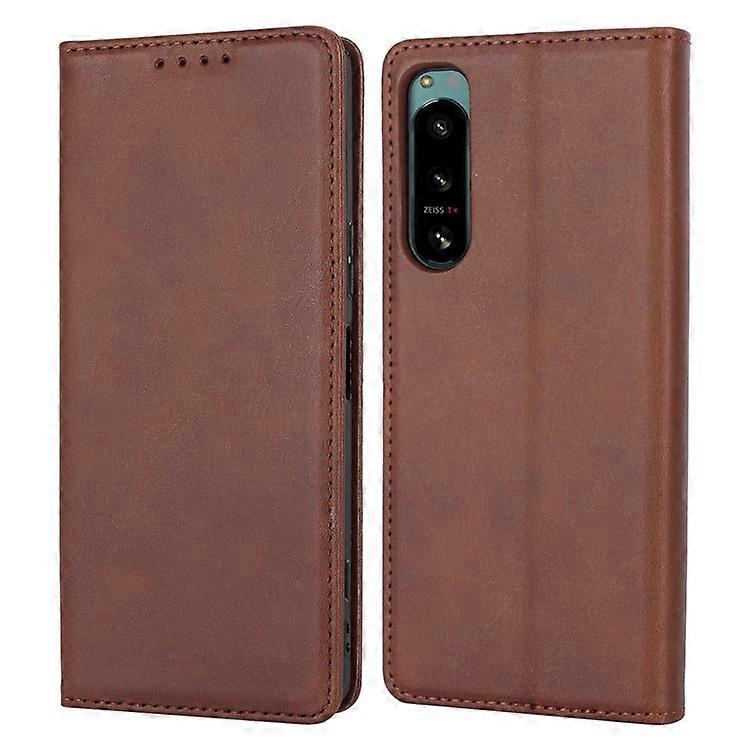 Compatible For Sony Xperia 5 IV 5G Magnetic Leather Case Calf Textured with TPU Protective Inner Shell
