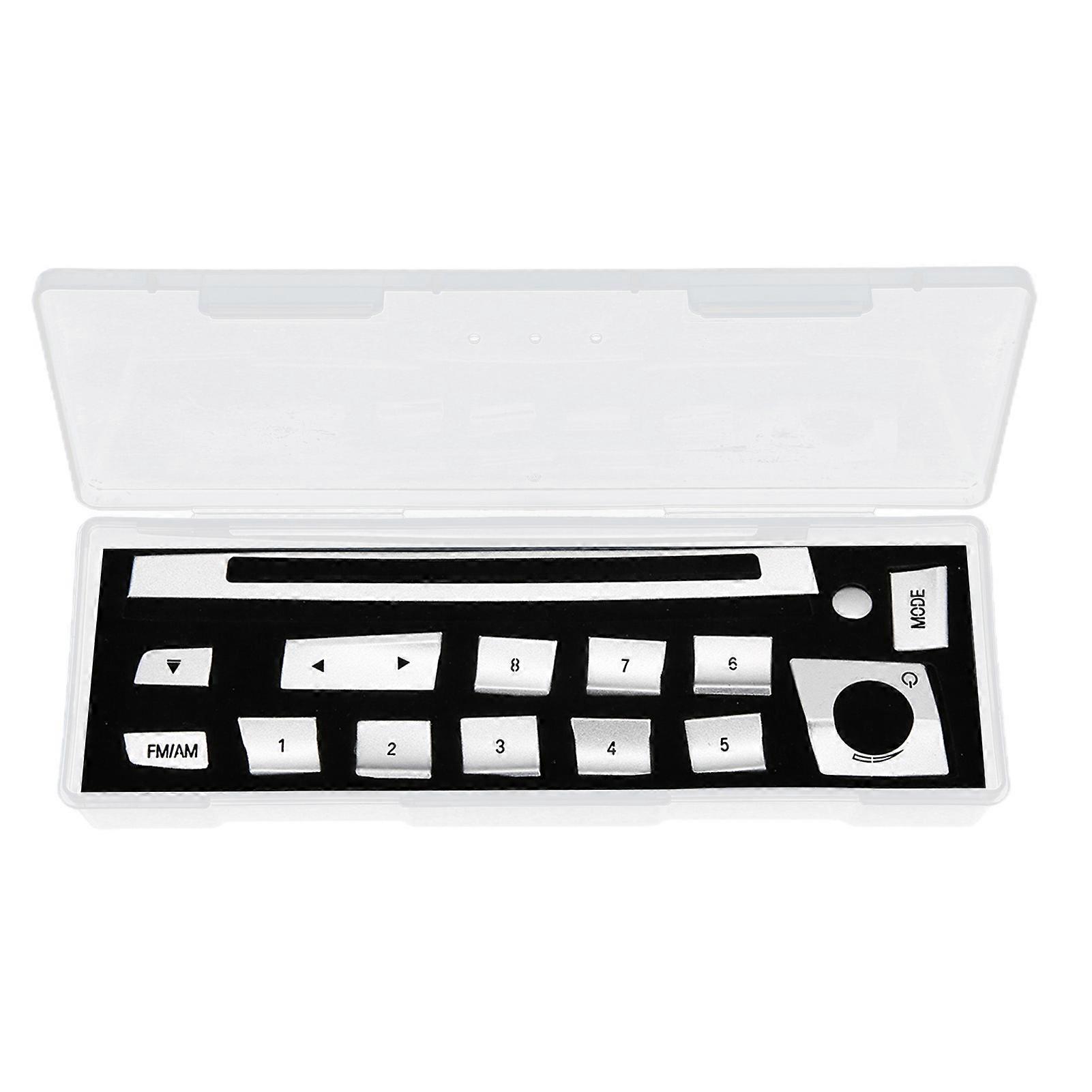 15pcs CD Number Buttons Sequins with CD Switch Aluminium Alloy Sticker Replacement for 3 Series 2013‑2019