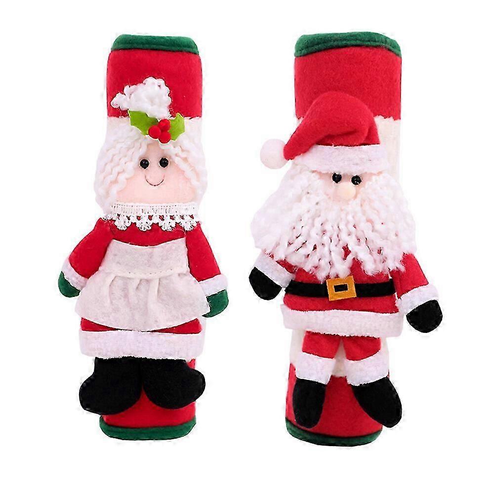 2pcs Xmas Fridge Handle Covers Fridge Knobs Covers Xmas Kitchen Decors
