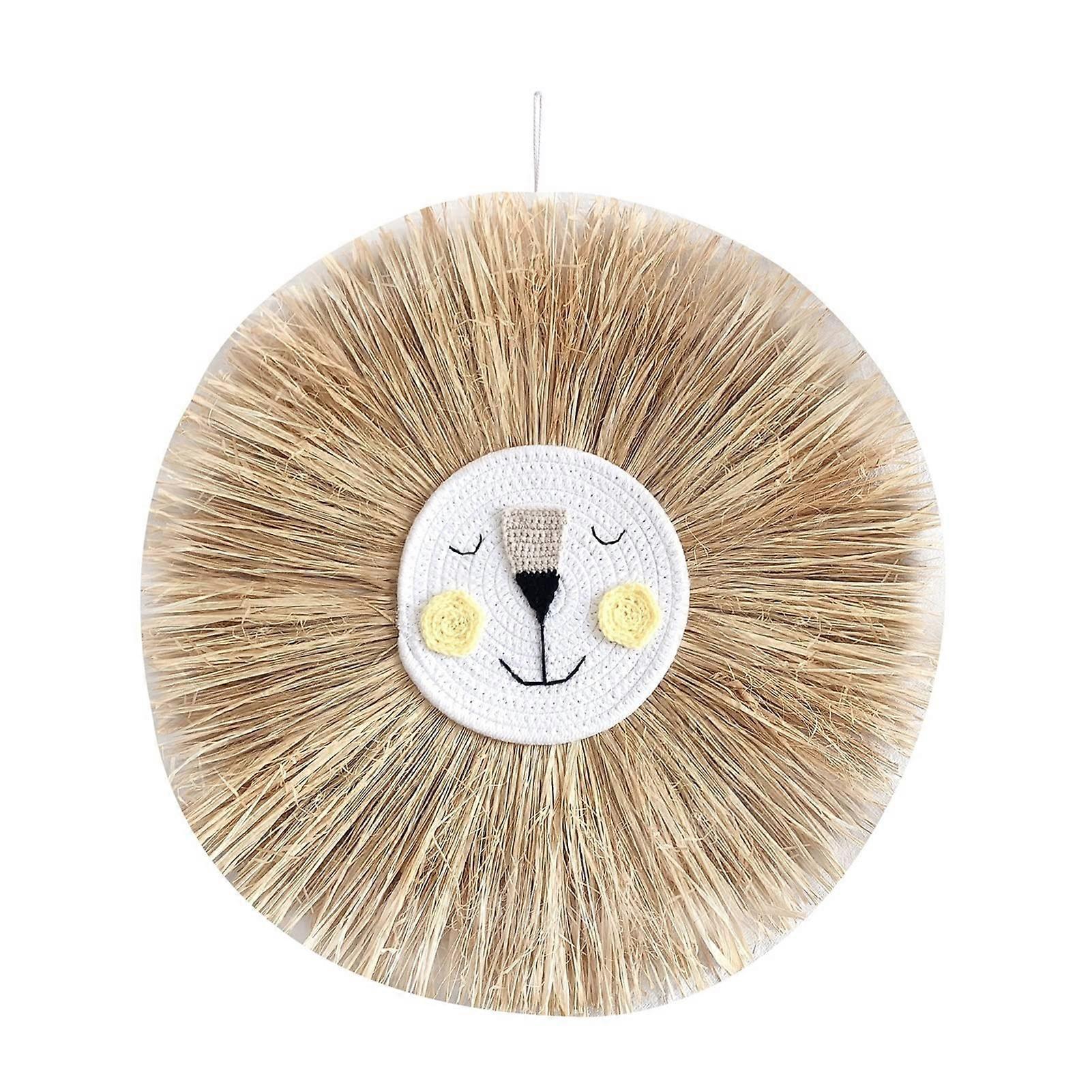 Wind Chimes Nordic Hand Woven Cartoon Tiger Lion Hanging Decoration Lafite Thread Weaving