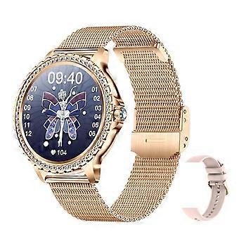 Bluetooth Sports Smartwatch Gold Mesh Strap+Silicone Strap