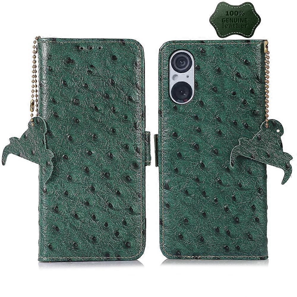 Ostrich Pattern Leather RFID Phone Case For Sony Xperia 5 V