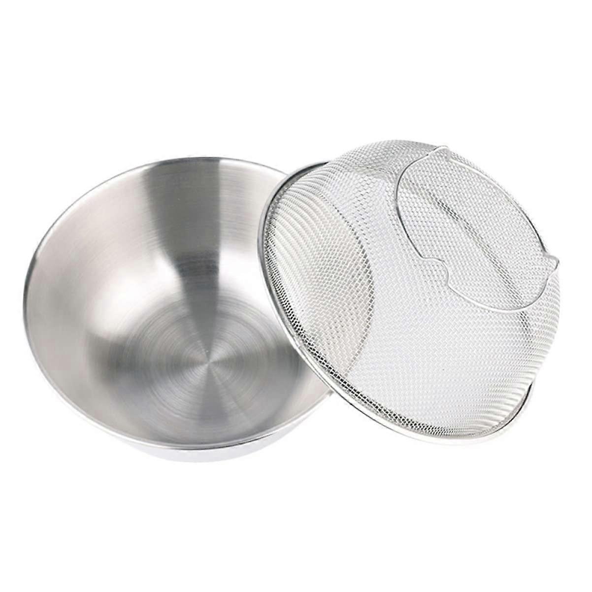 Stainless Steel Kitchen Drain Strainer Set with Rinsing Bowl, Compatible Sink Colander & Food Container Set, 3-Piece