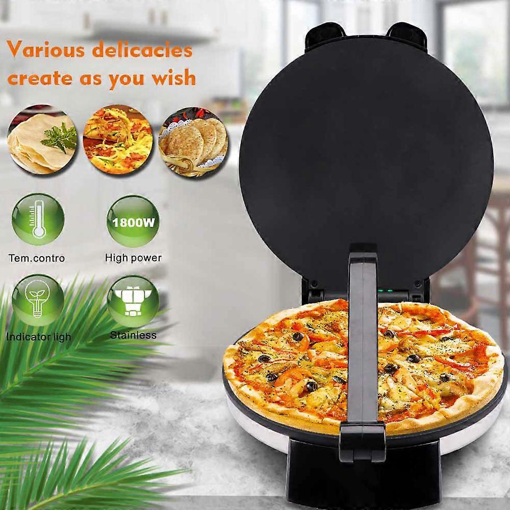 Electric Stainless Steel Non-Stick Roti Maker Machine 1800W Double Sided Heating Tortilla Press with Temperature Control and Cord Wrap