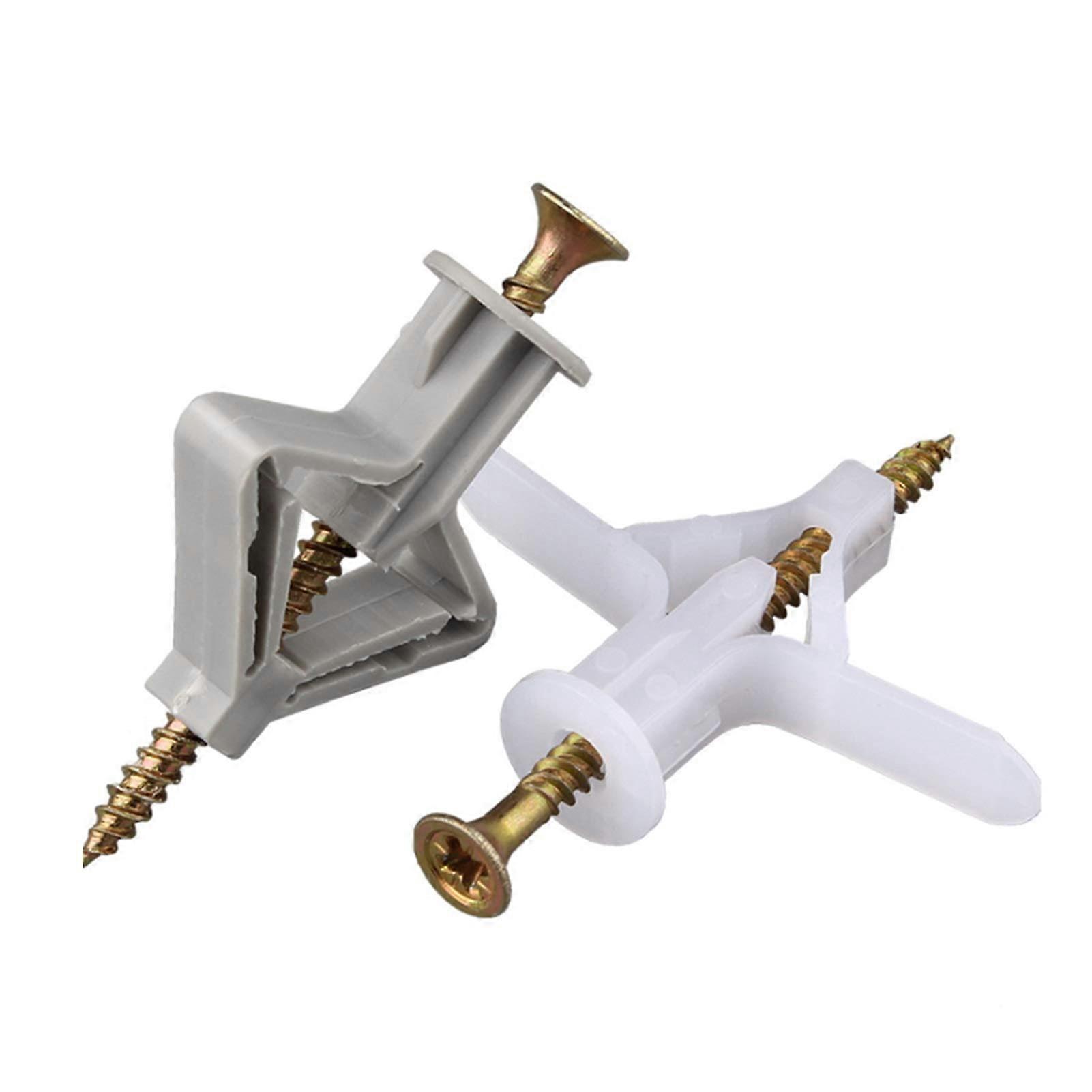 Expansion Bolt 50Set Nylon Plastic Expansion Screws Anchor Bolt Pipe Toggle Anchor with Plasterboard Wall (Length : Gray) (Color : Gray)