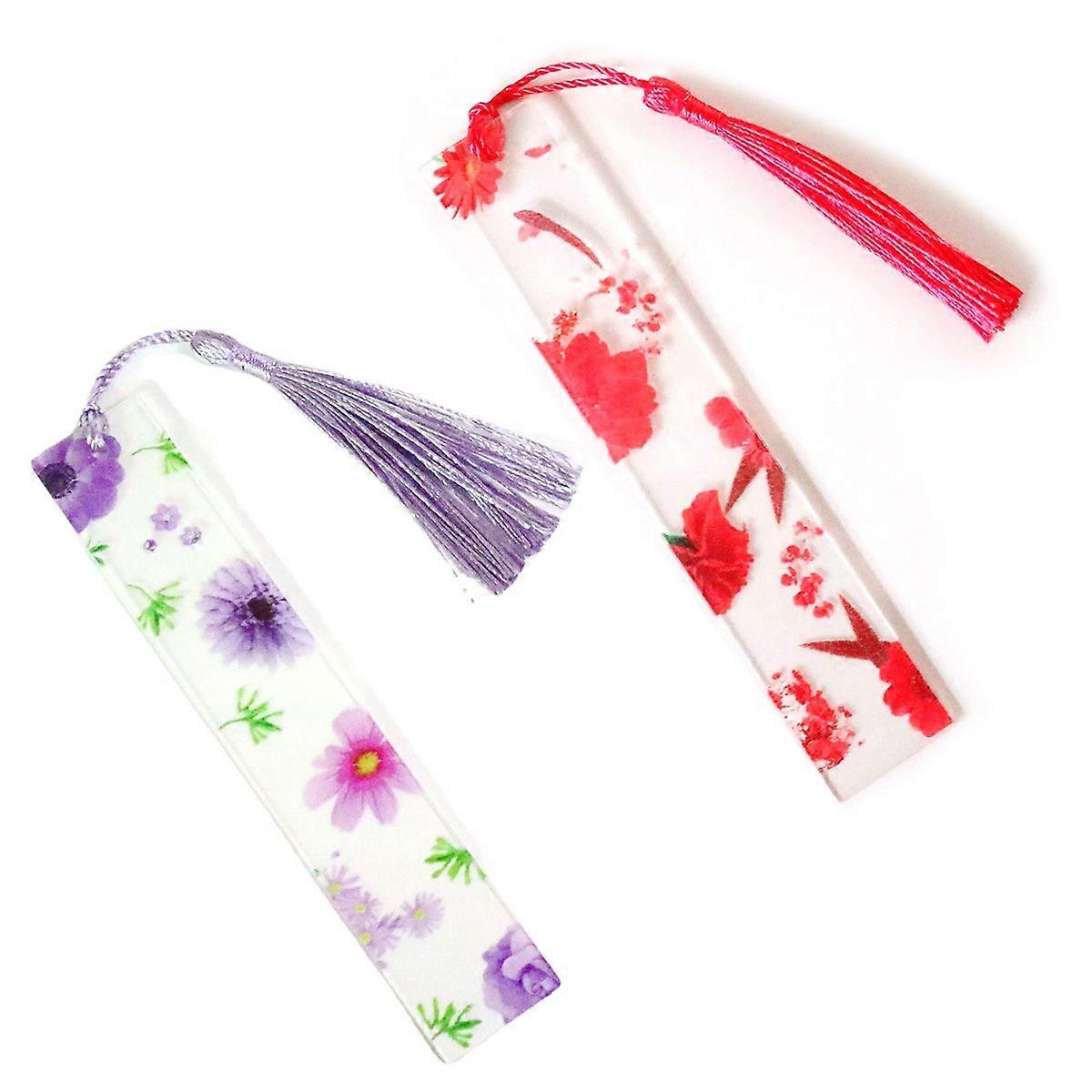 2pcs flower bookmark - red + purple