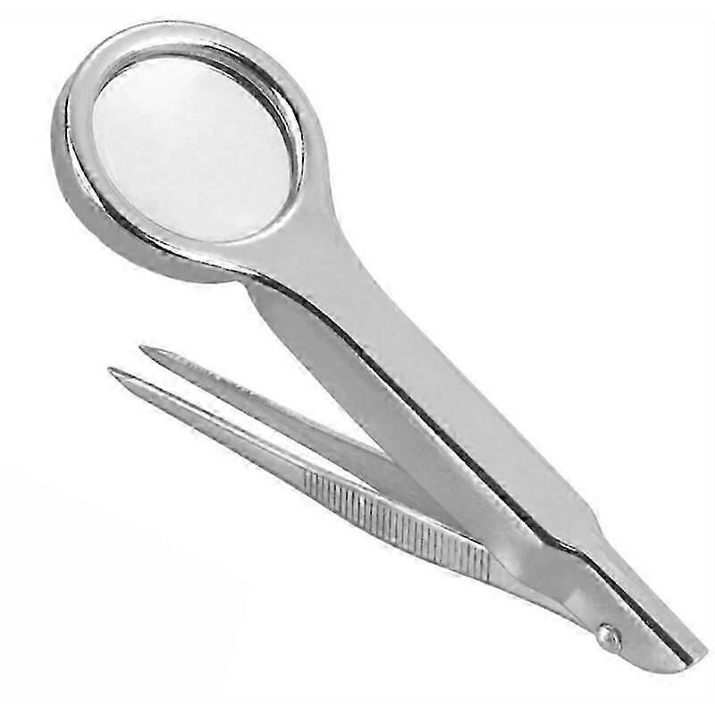 Mini Portable Multifunctional 10X Stainless Steel Magnifying Glass with Tweezers Handheld Repair Loupe Tool for Reading Books