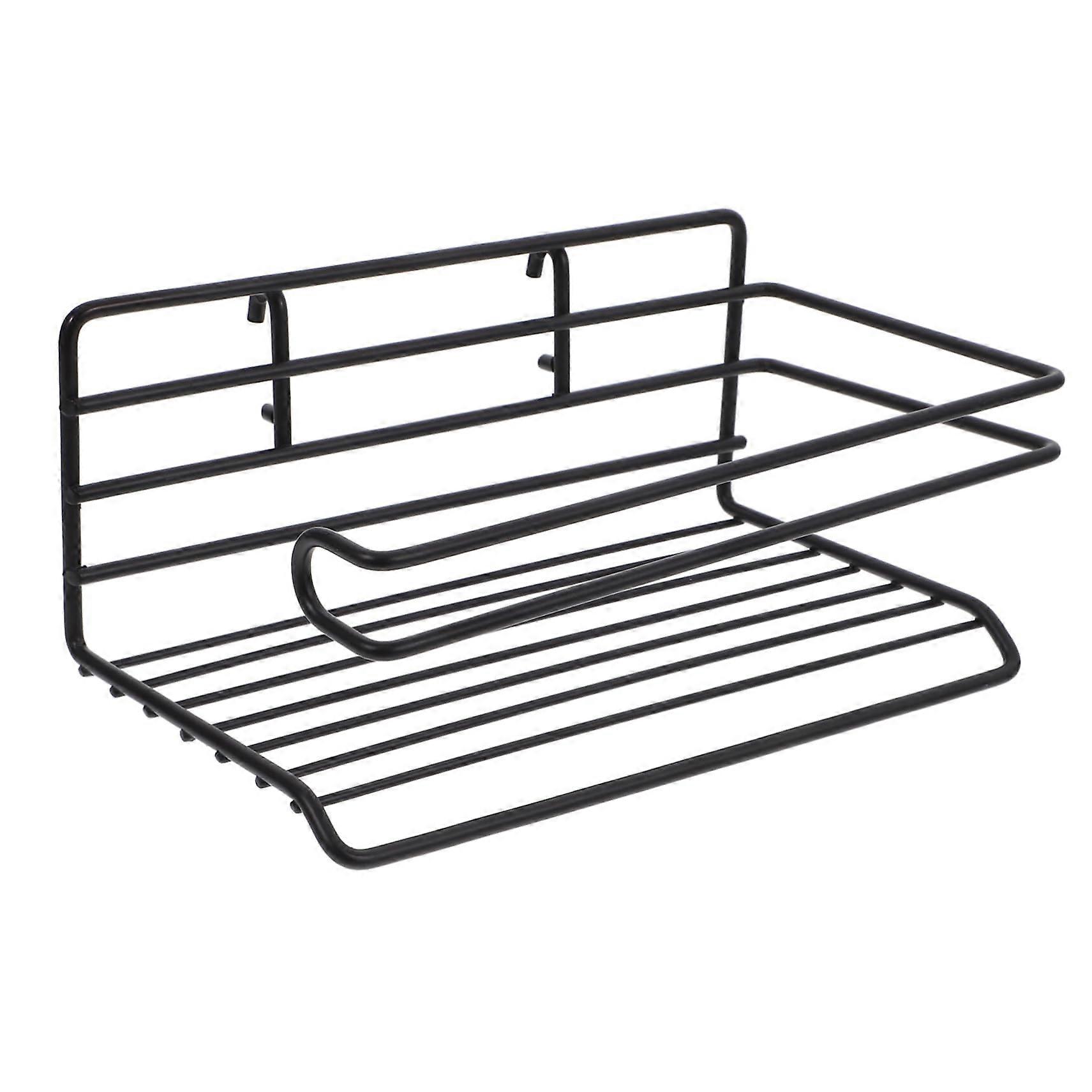 NoDrill Wall Panel Organizing Rack Metal Wire Basket Black Grid Storage for Kitchen Office Bathroom Tool Hooks for Pegboard Mounting Kit