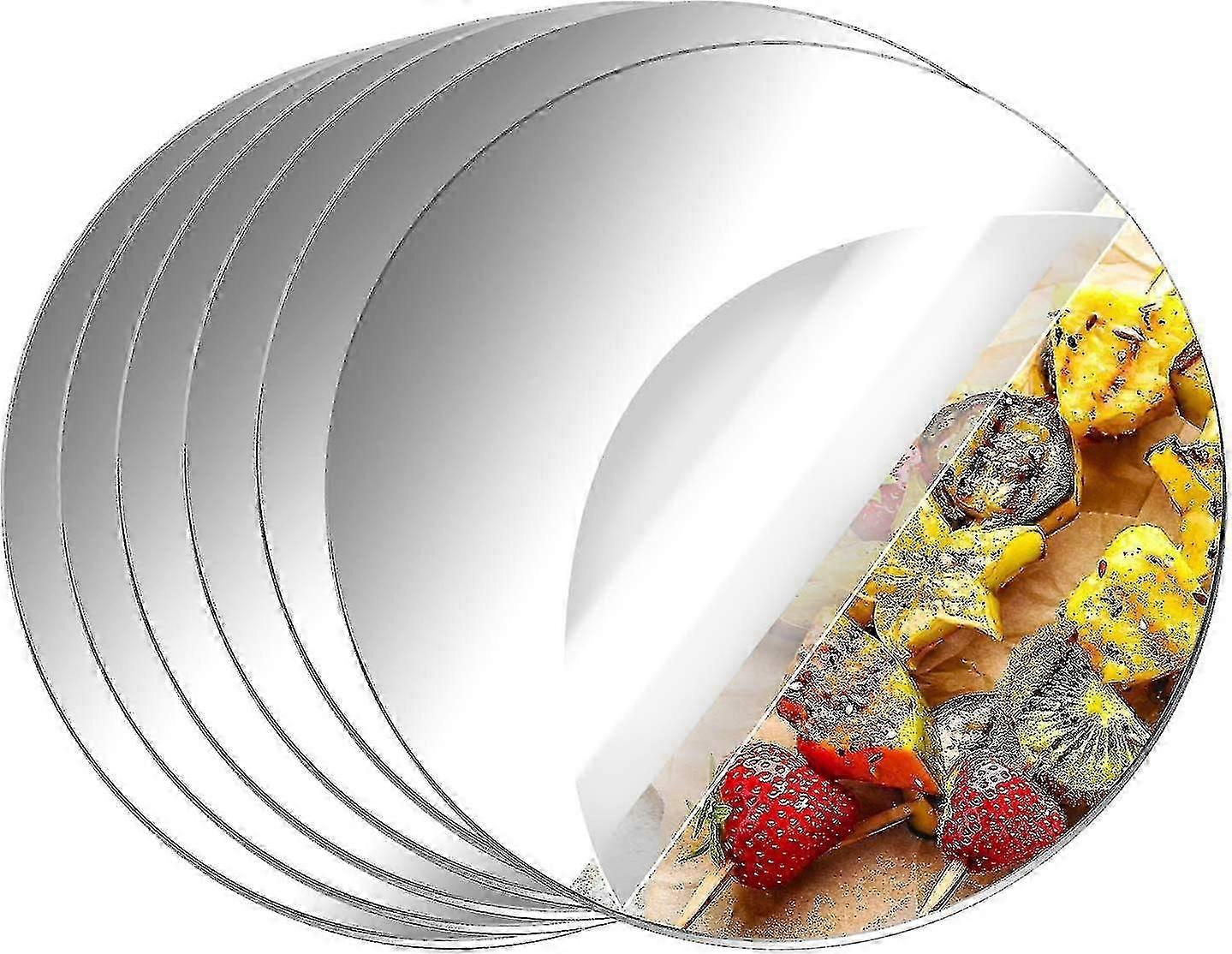 6 عبوات 6 بوصة مرايا مستديرة من الأكريليك ، مرايا لوحة غير زجاجية