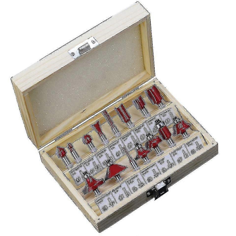 15pcs Router Bits Set Tungsten Carbide Router Bits avec boîtier en bois