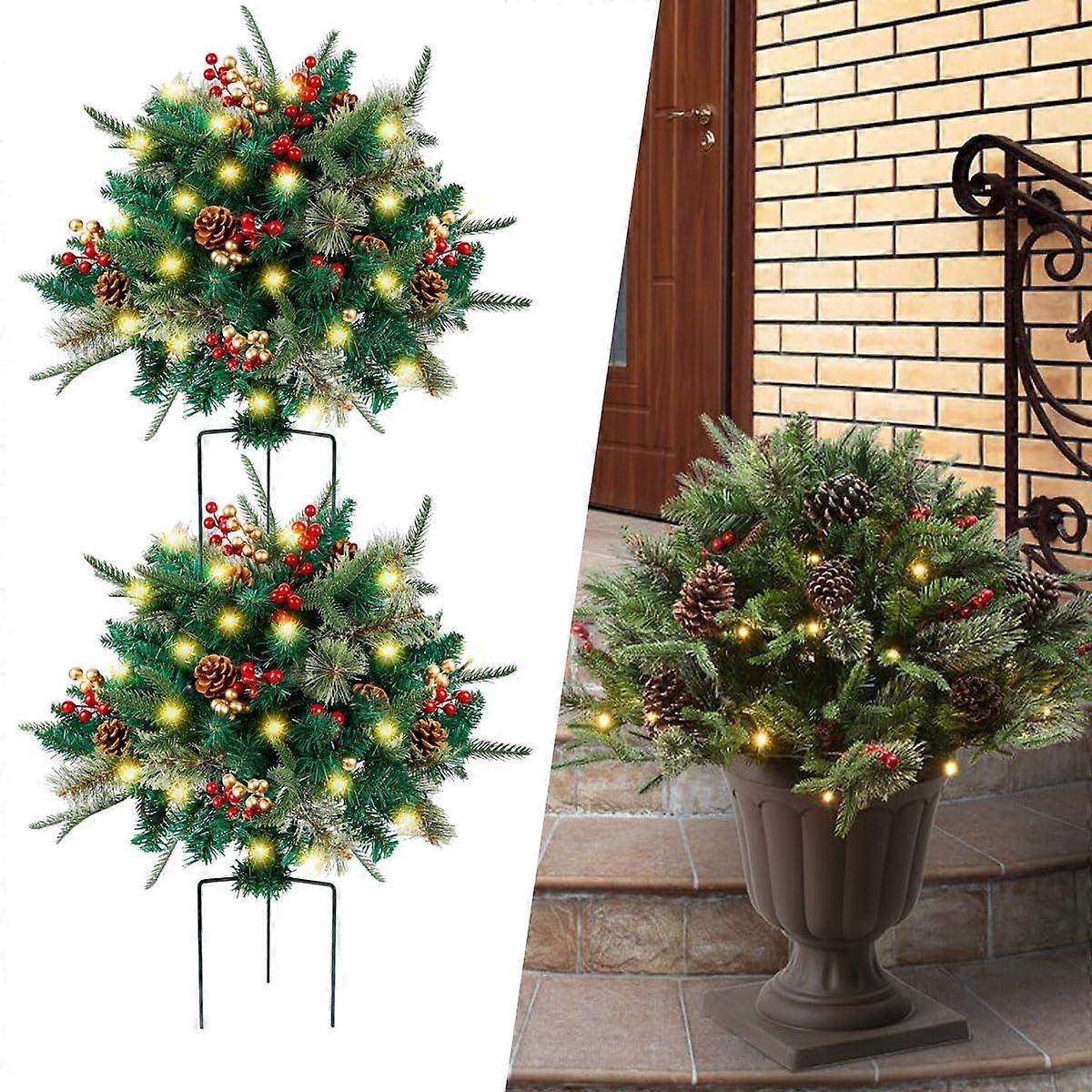 ホリデープランターデコレーション、ホリデープランタープレライトフィラー、プランターブッシュクリスマス