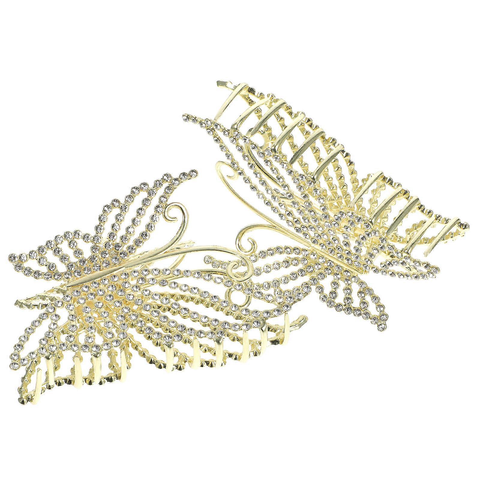 Here's a refined and attractive product description based on your input:
**2PCS Butterfly Hair Claw Clips with Rhinestones – Stylish & Non Slip