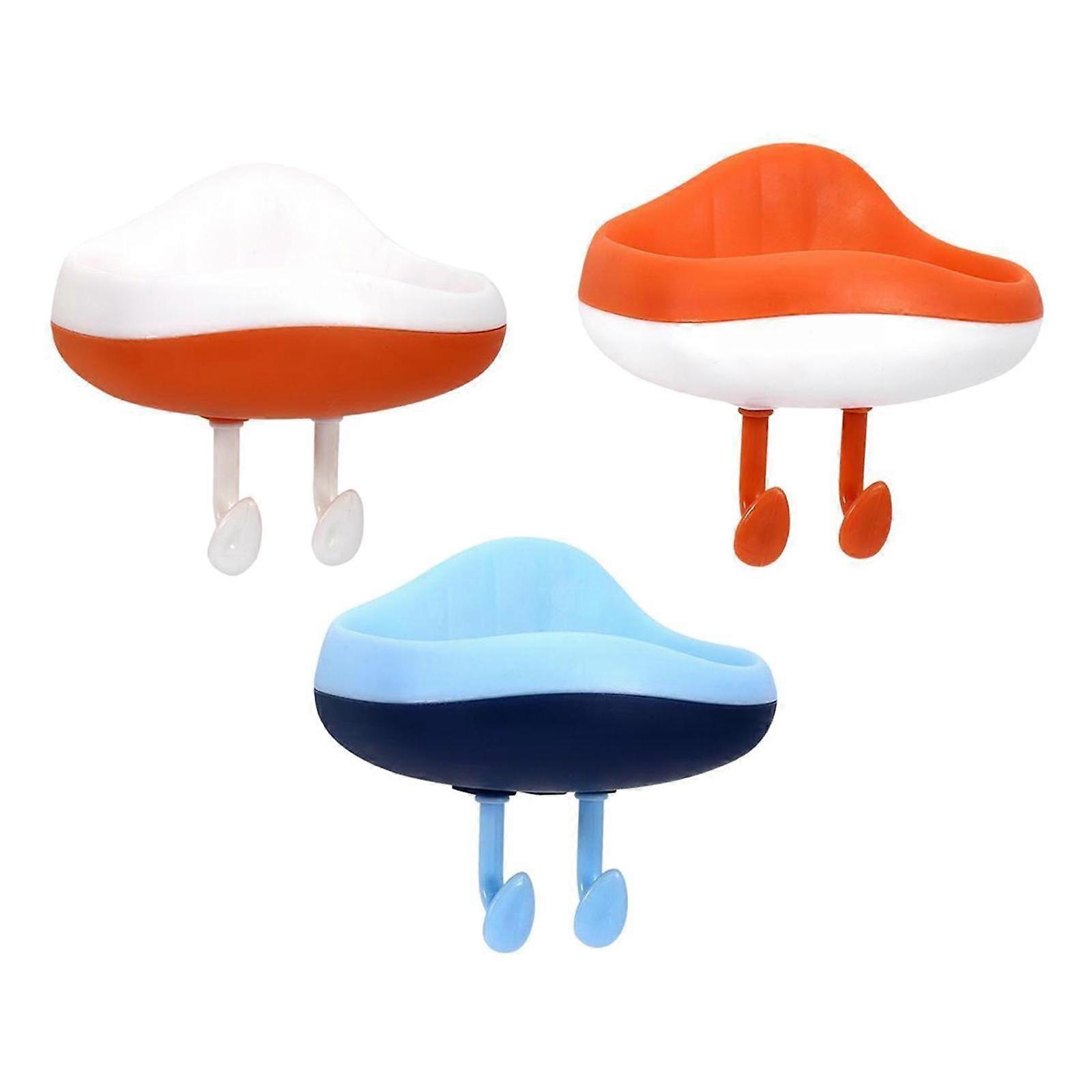 3x Wall Mount Drain Soap Box Cartoon Shape Practical For Bathroom Kitchen