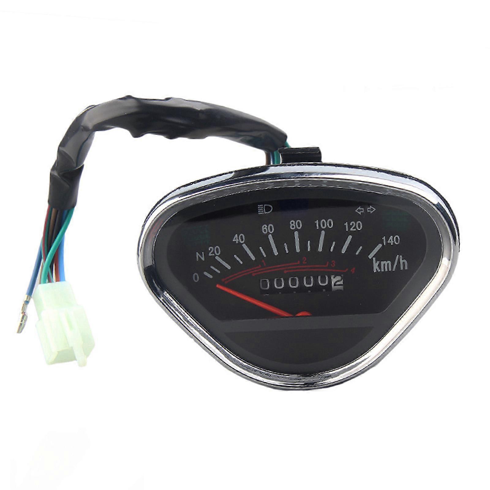 12V Universal Double Motorcycle Speedometer Odometer Gauge With Neutral Headlight Turn Signal Indicator