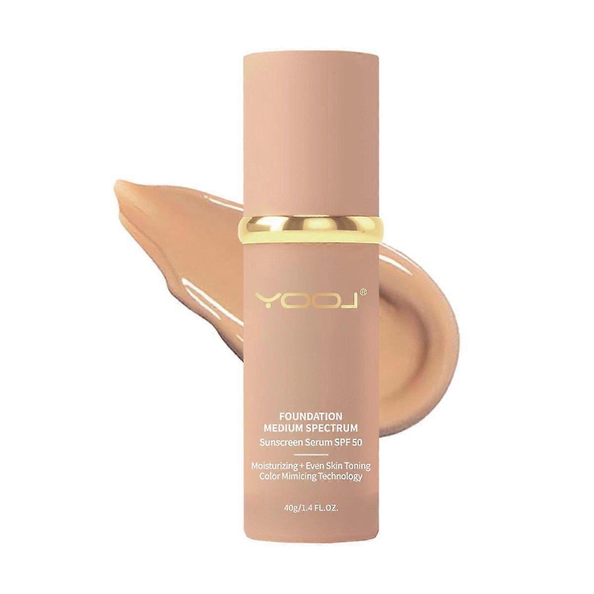 Foundation 4 in 1-Medium Spectrum,4 in 1 Cosmetics Foundation Liquid with SPF 50+, Concealer Cosmetic Lightweight Makeup, Longwearing & Waterproof for