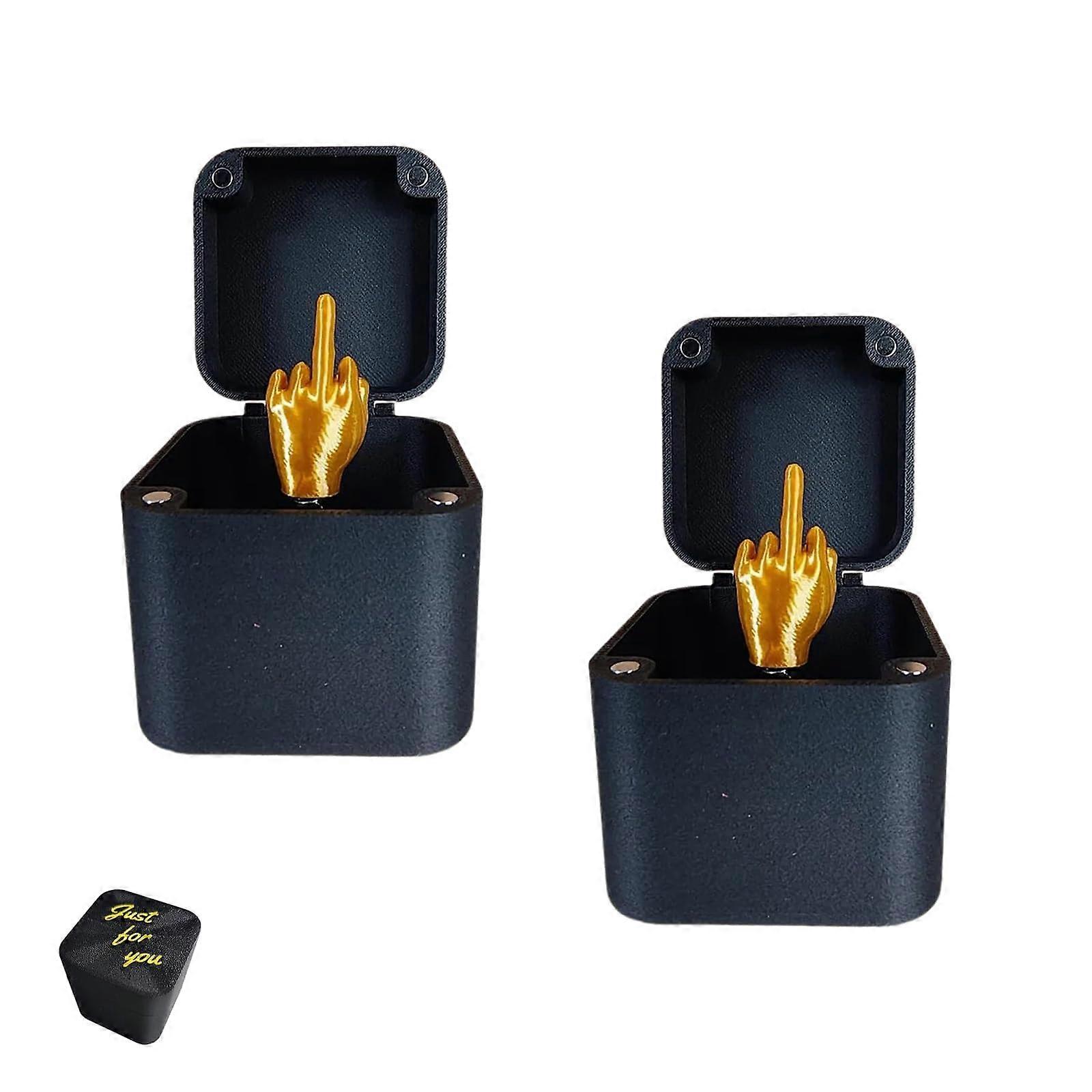Middle Finger Gift Box Funny Prank Gesture Box Set Middle Finger Hand Statue With Box For Desk Or Home Decor (2pcs)