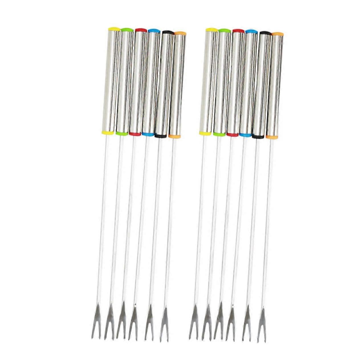 12 x Hotpot Stainless Steel Meat Fondue Forks Barbecue Skewers