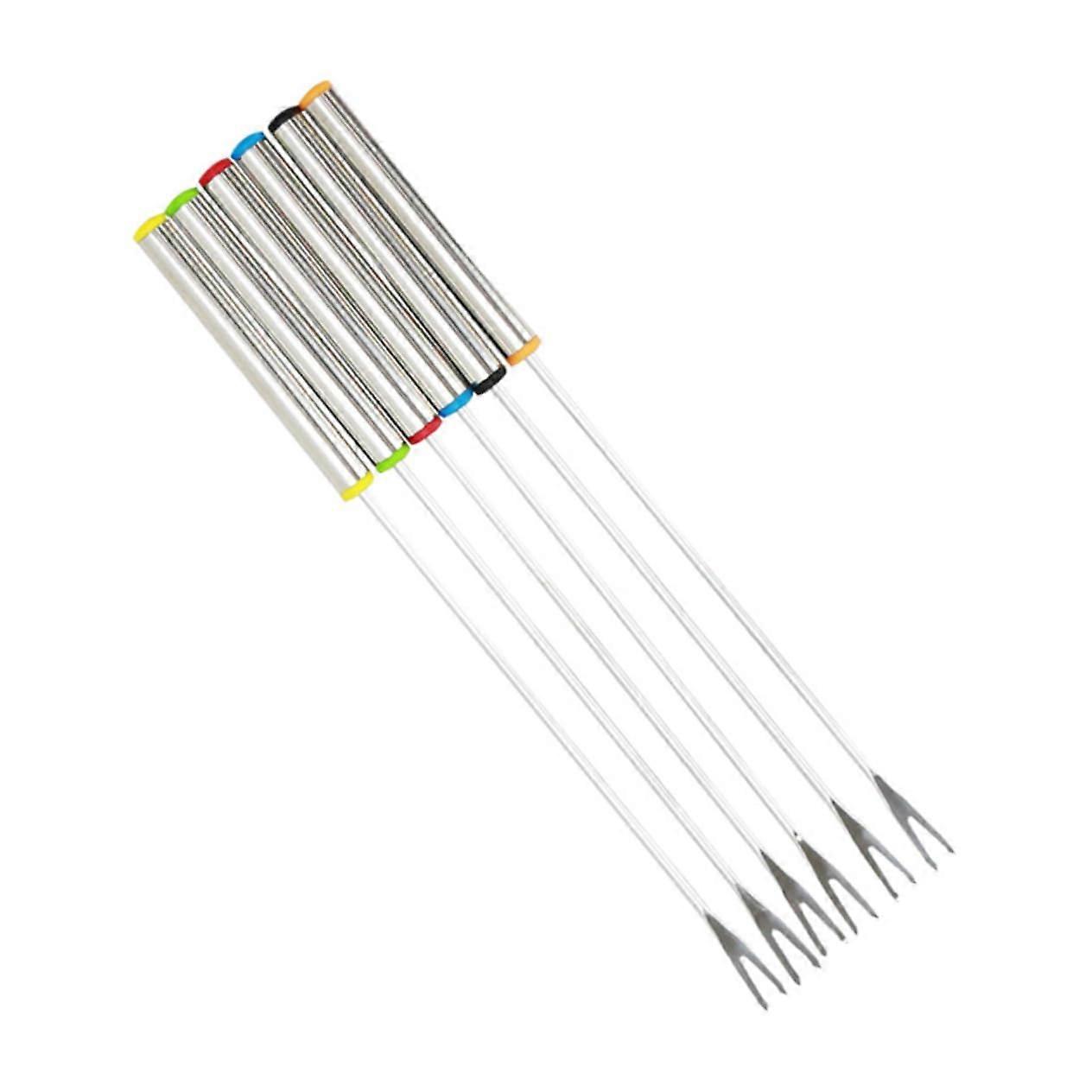 Stainless Steel Fondue Forks Set of 6 for Chocolate, Marshmallow, Meat and Fruit Serving