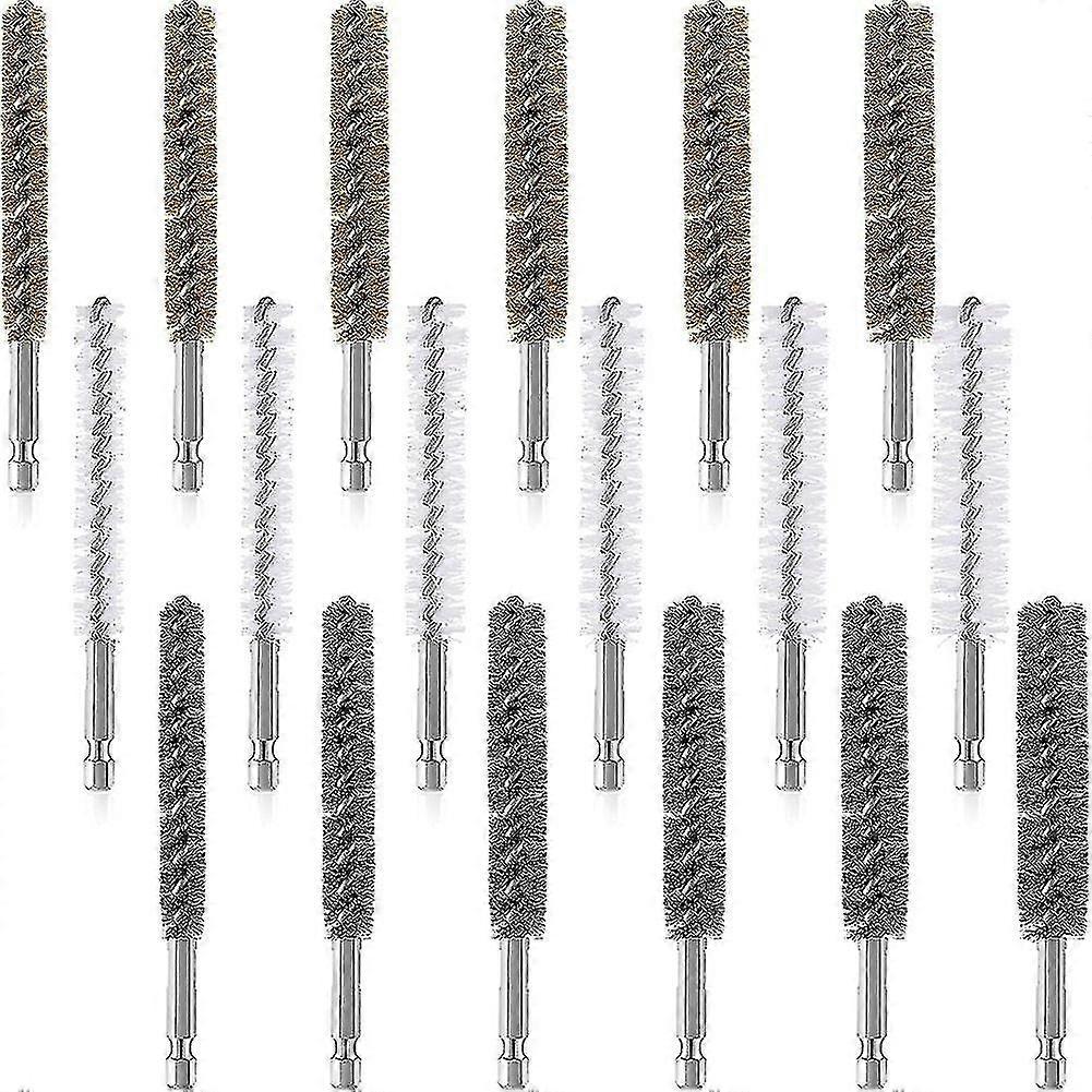 18pcs Drill Wire Brush Set - 1/4" Hex Handle for Rust Cleaning