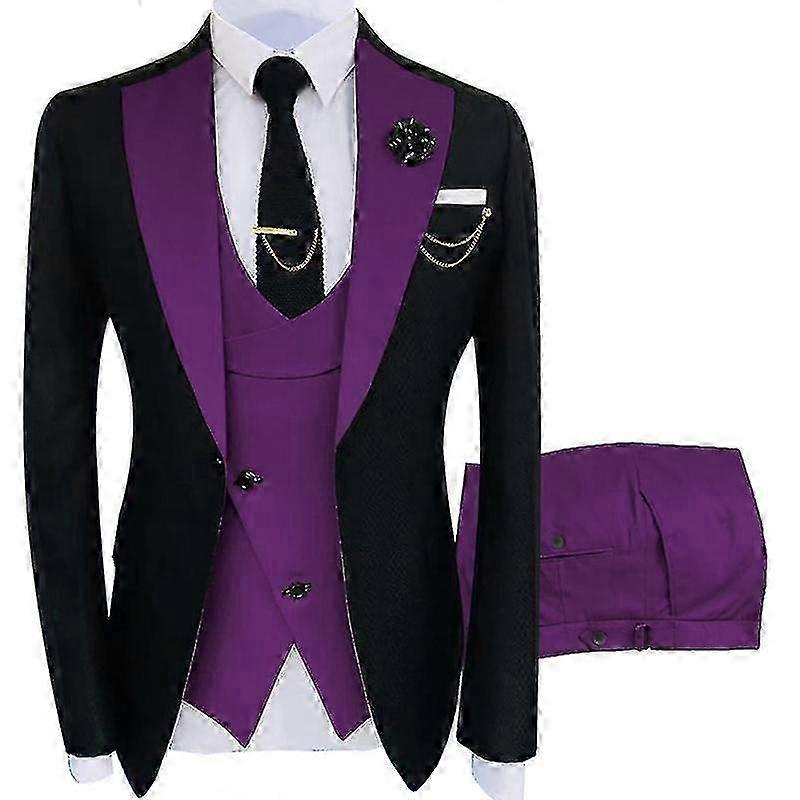 رجالي سليم صالح 3 قطع بدلة سهرة مجموعة سترة بنطلون سترة للمناسبات الرسمية