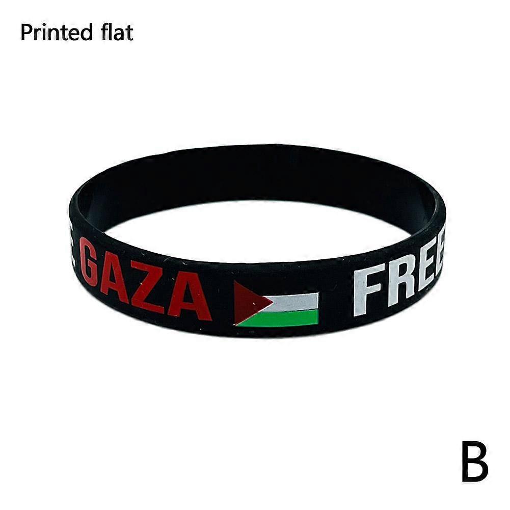 Palestine flat black (B)$ Flat style Palestine flag silicone bracelet