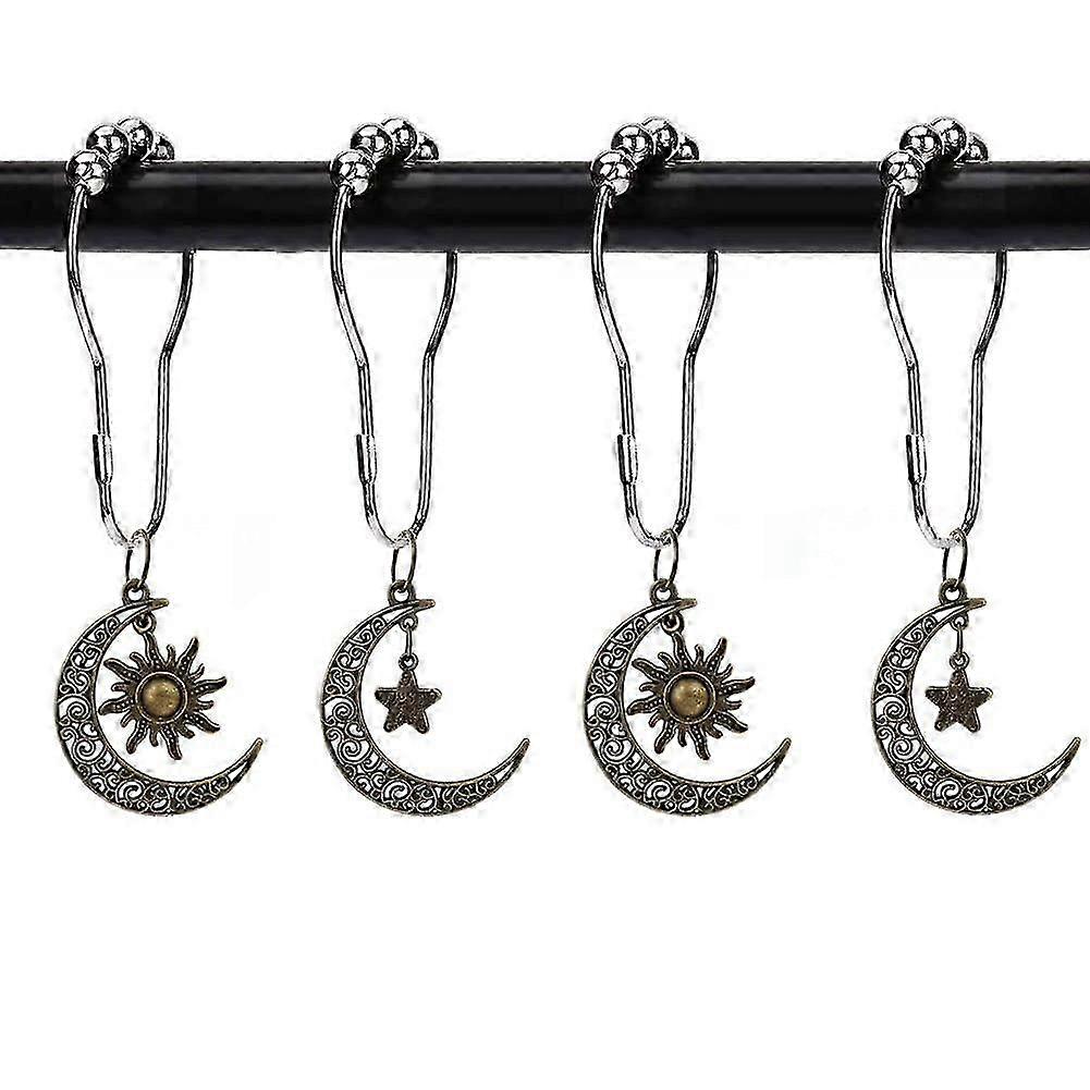 Set of 12 Decorative Shower Curtain Hooks Suitable for Bathrooms and Bedrooms