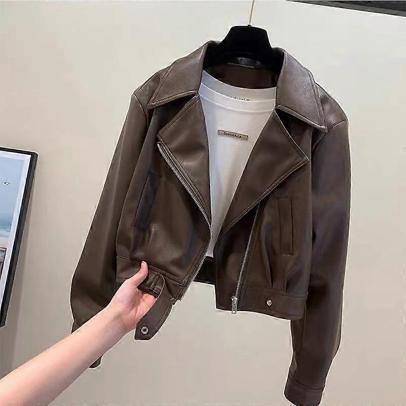 Chic and Trendy PU Leather Biker Jacket - Short Style Autumn Outerwear for Women
