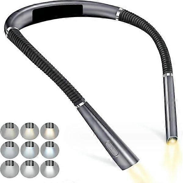 Rechargeable reading lamp for neck, lamp for reading in bed, 3 colors, 6 brightness levels, foldable arms, long life, perfect for reading