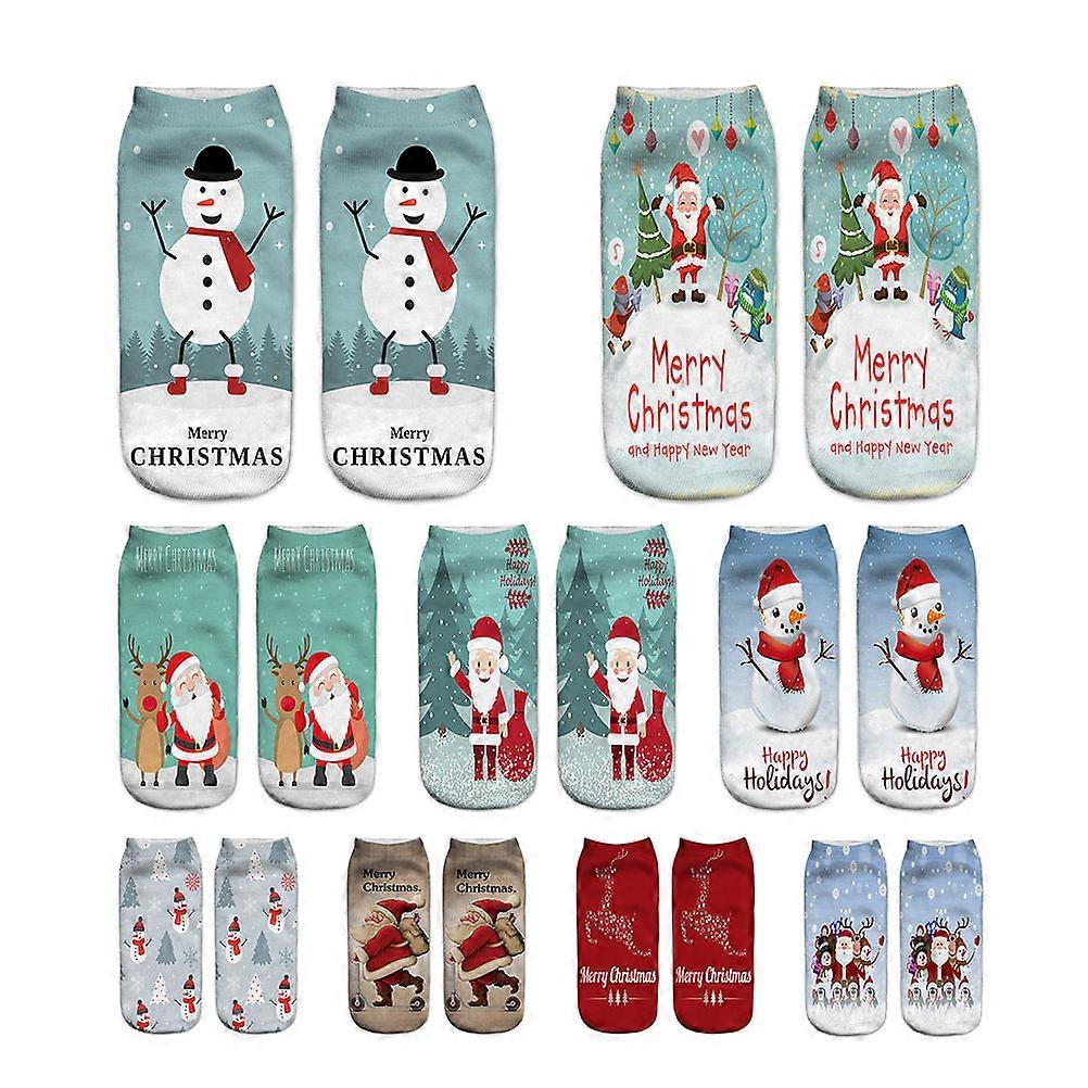 Holiday Socks Women Christmas Socks Santa Snowman 3D Printed Red Size 7.5 x 3.15 Inch Unisex present Polyester 1 Pair
