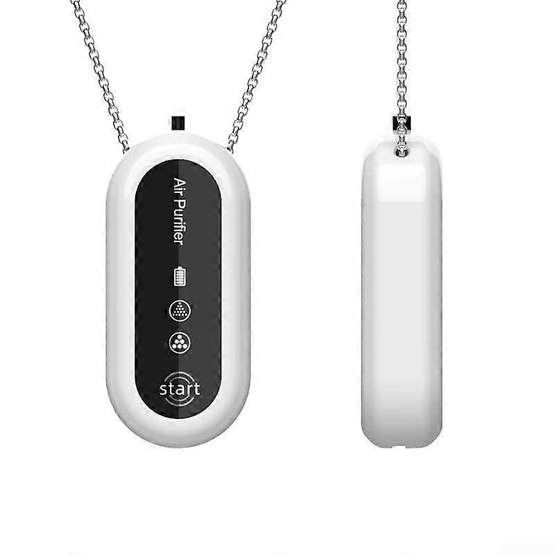 Mini Cleaner Necklace for Negative Ions - Portable Design, Efficient Control, White