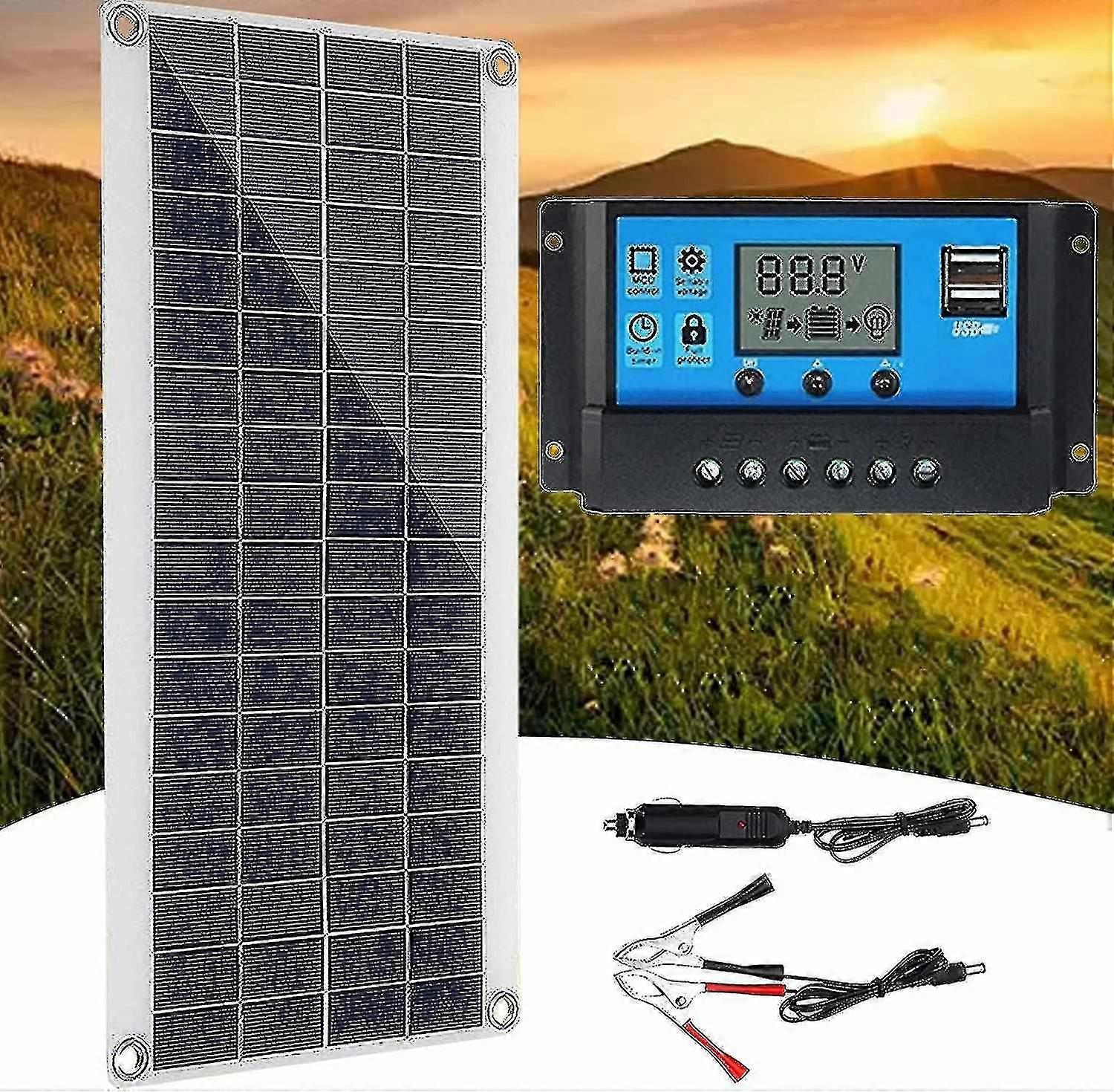 300W 12V Solar Panel Kit with 60A Charge Controller for RV Battery Charging System