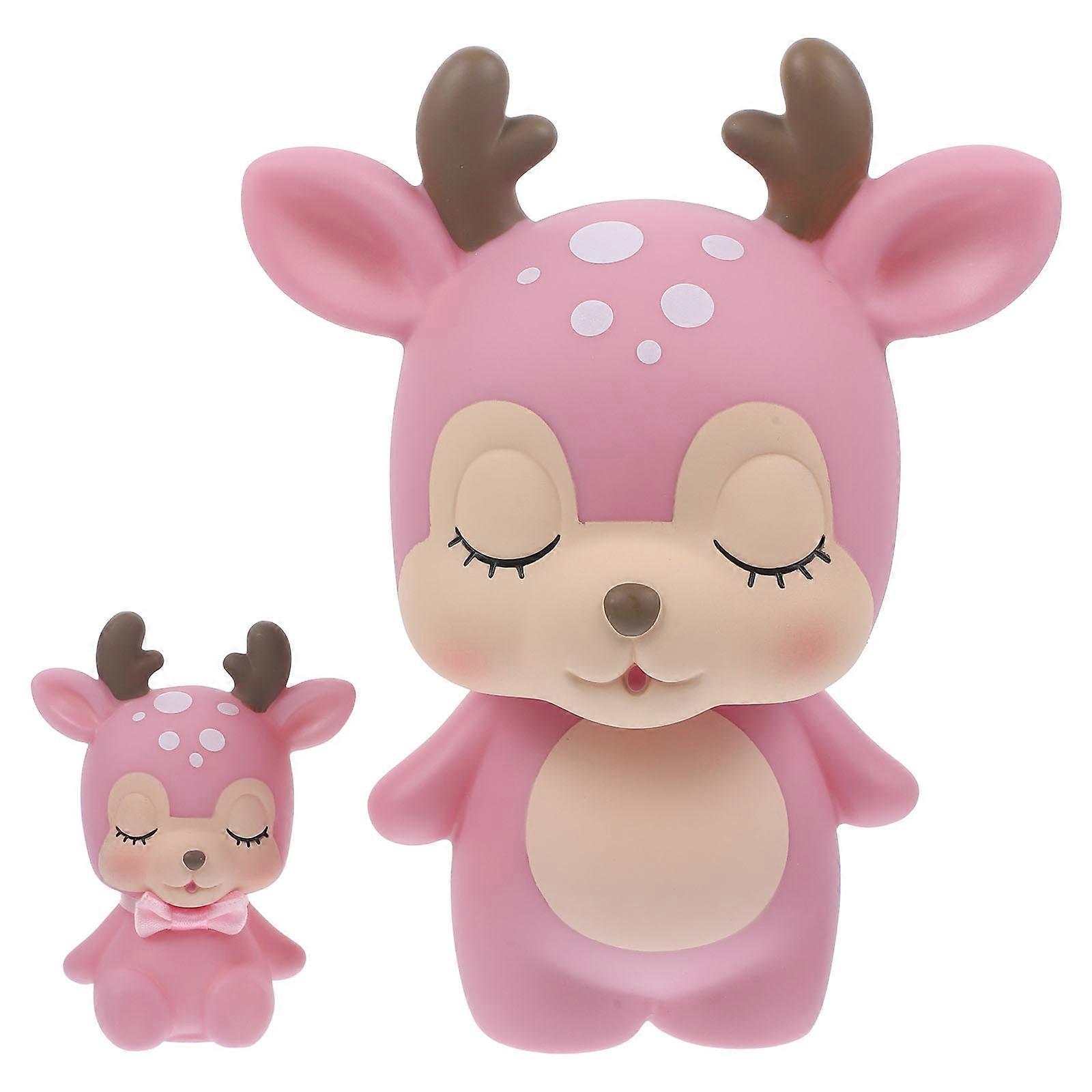 Practical Saving Pot Deer Adornment Coin Bank Financial Management Cultivation Simple Design Office Use 1Set