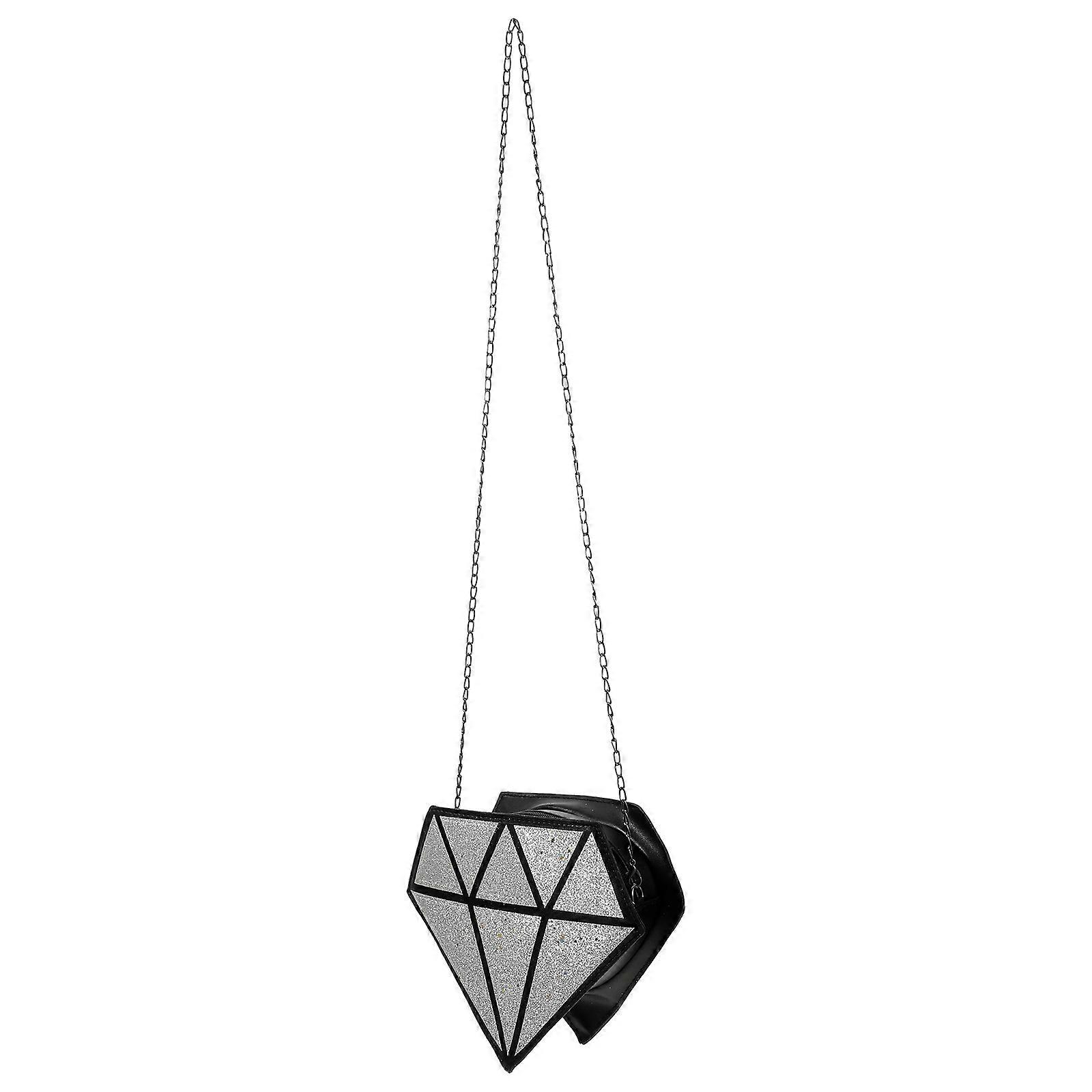 PU Crossbody Bag Hologram Diamond Small Shoulder Bags Silver Handbag 3D Diamond Shape 1Pcs