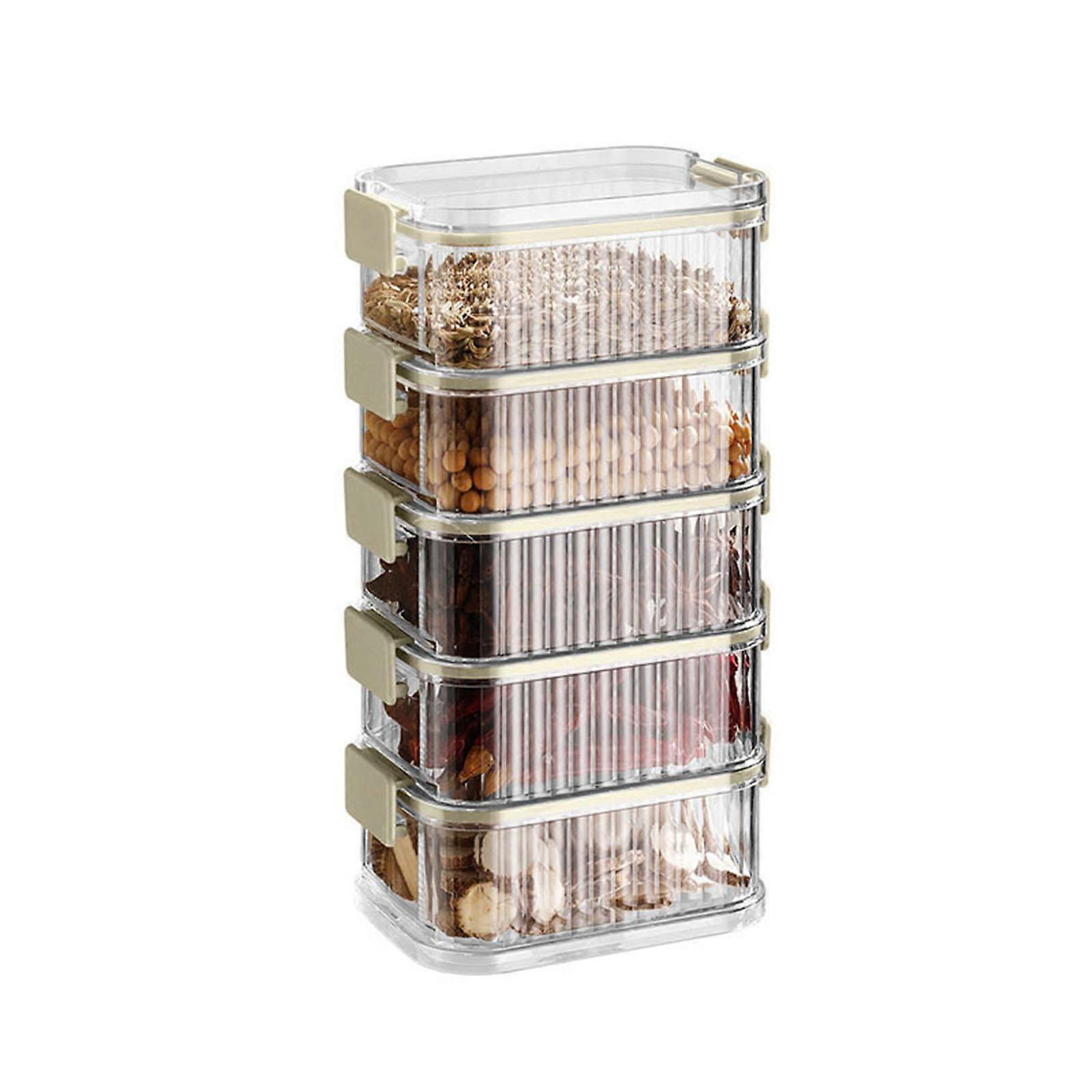Transparent Multi Tiers Spice Organiser Leakproof Container Stackable Kitchen Storage Box For Salt Pepper Seasonings